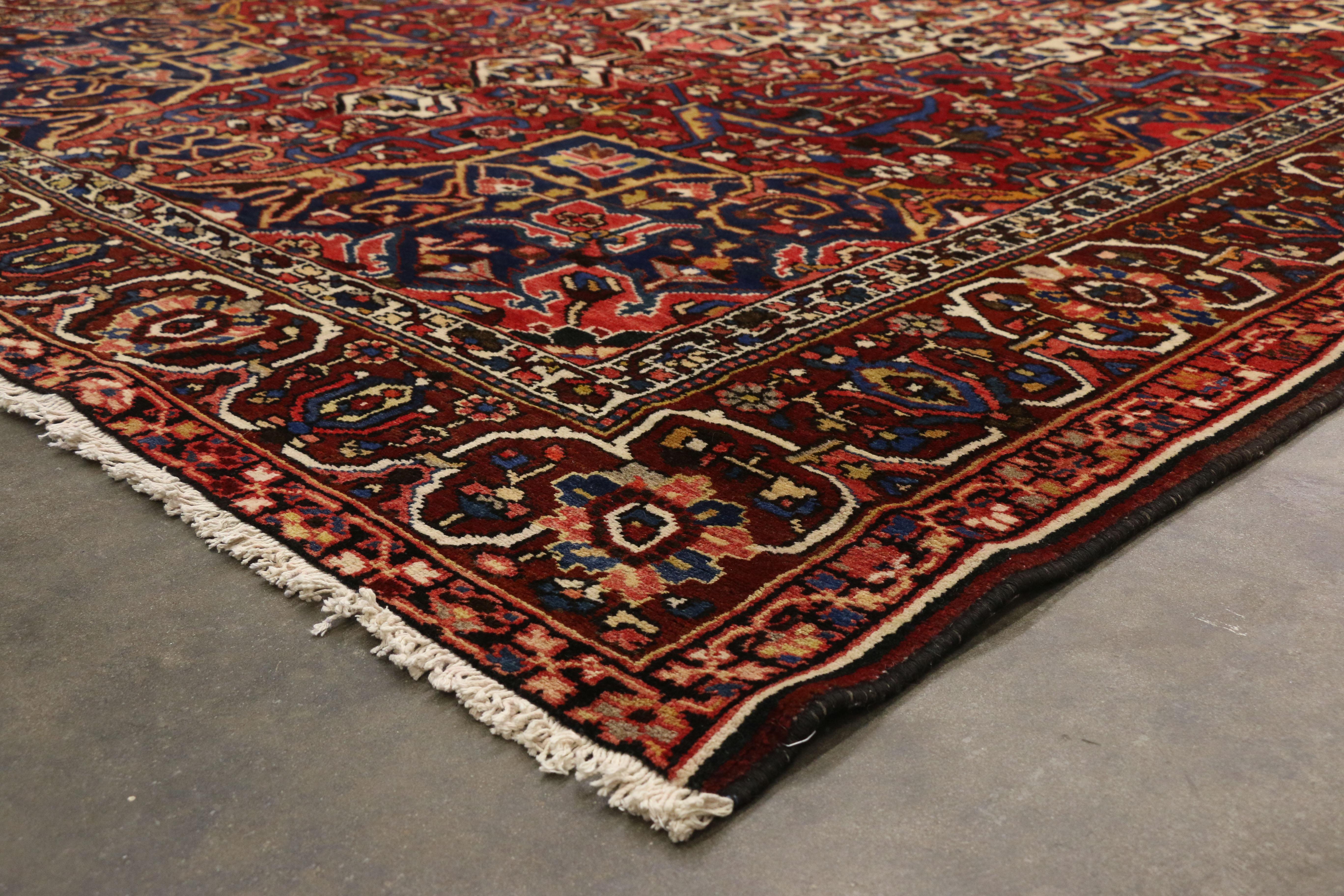 Hand-Knotted Antique Persian Bakhtiari Rug with English Country Style Manor House For Sale