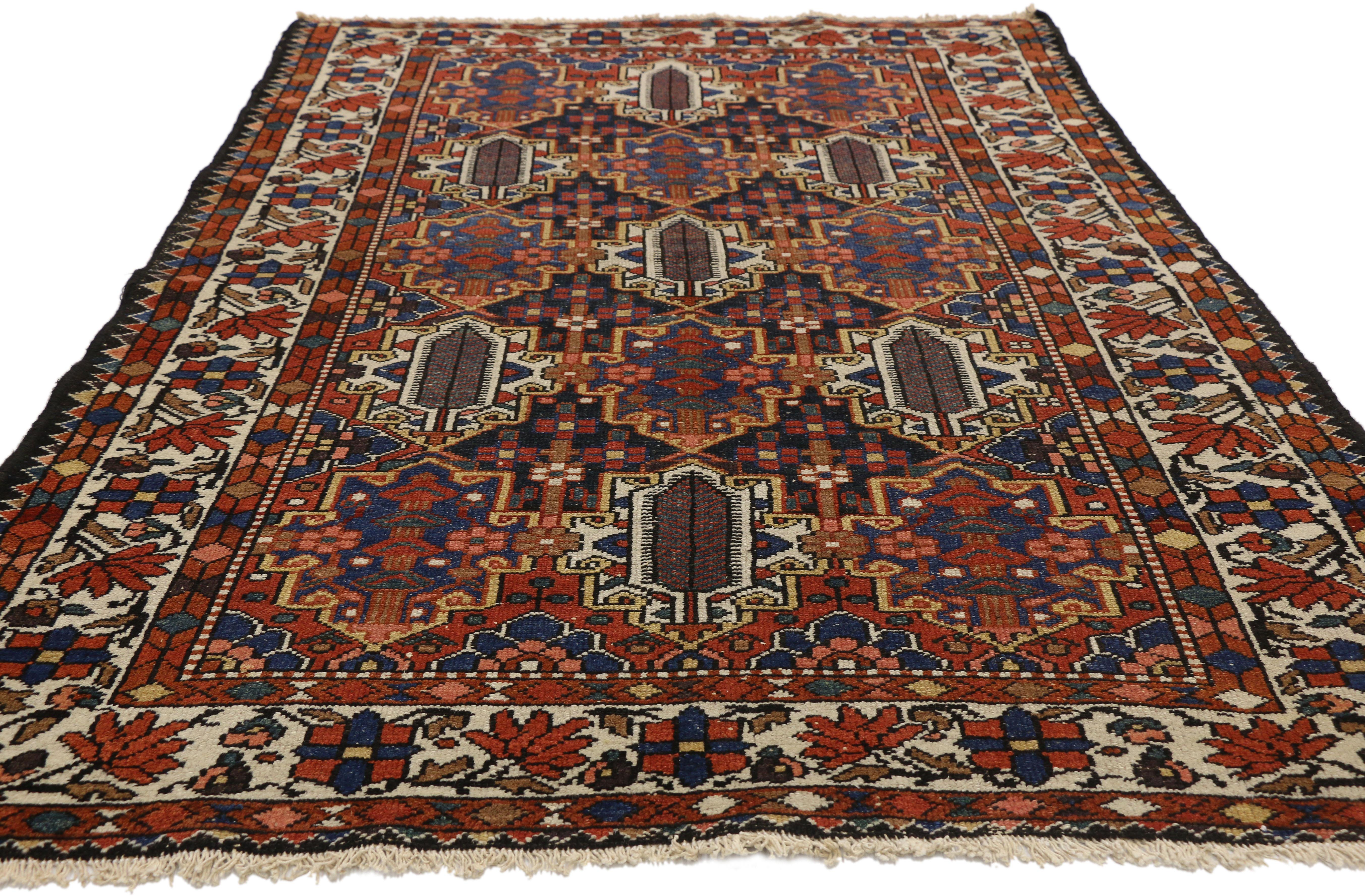 Hand-Knotted Antique Persian Bakhtiari Rug with Federal American Colonial Style For Sale