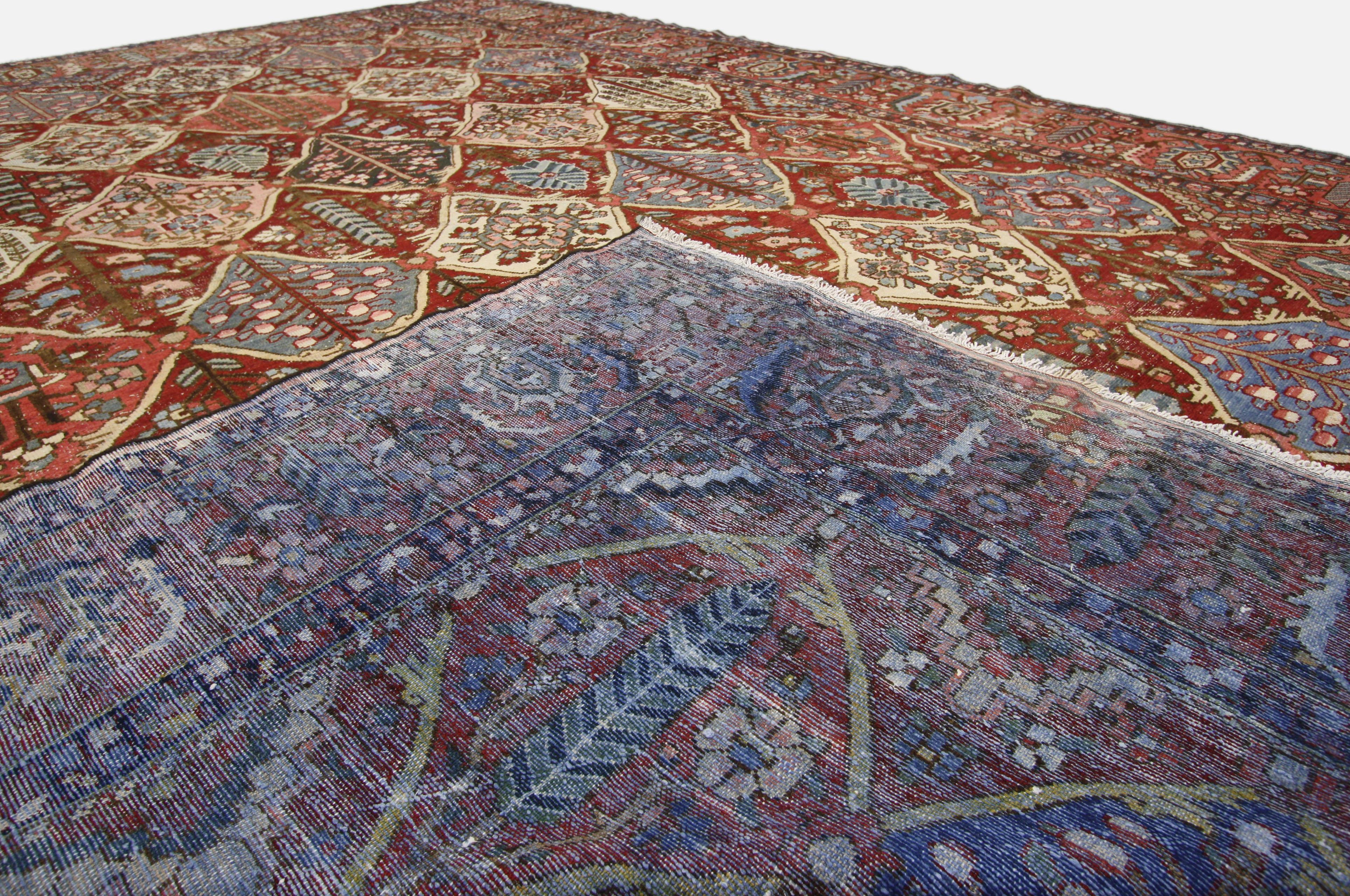 Antiker persischer Bakhtiari-Teppich mit vier Jahreszeiten-Design und traditionellem Stil (Persisch) im Angebot