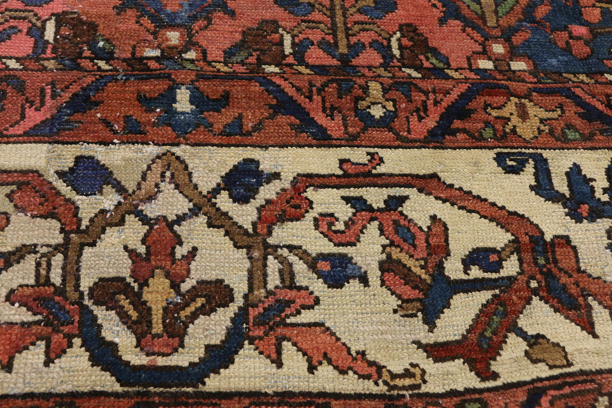 Antique Persian Bakhtiari Rug with Garden Design and Traditional Modern Style In Good Condition In Dallas, TX