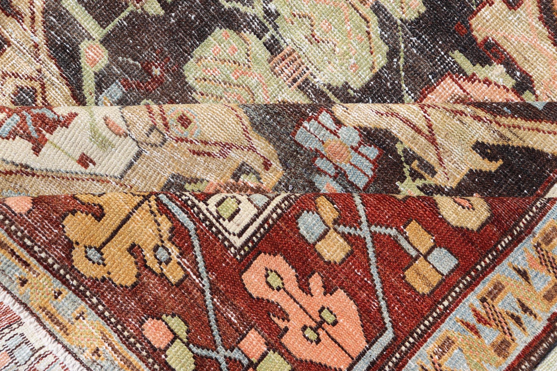 Antique Persian Bakhtiari Rug With Large Floral Medallion  7'0