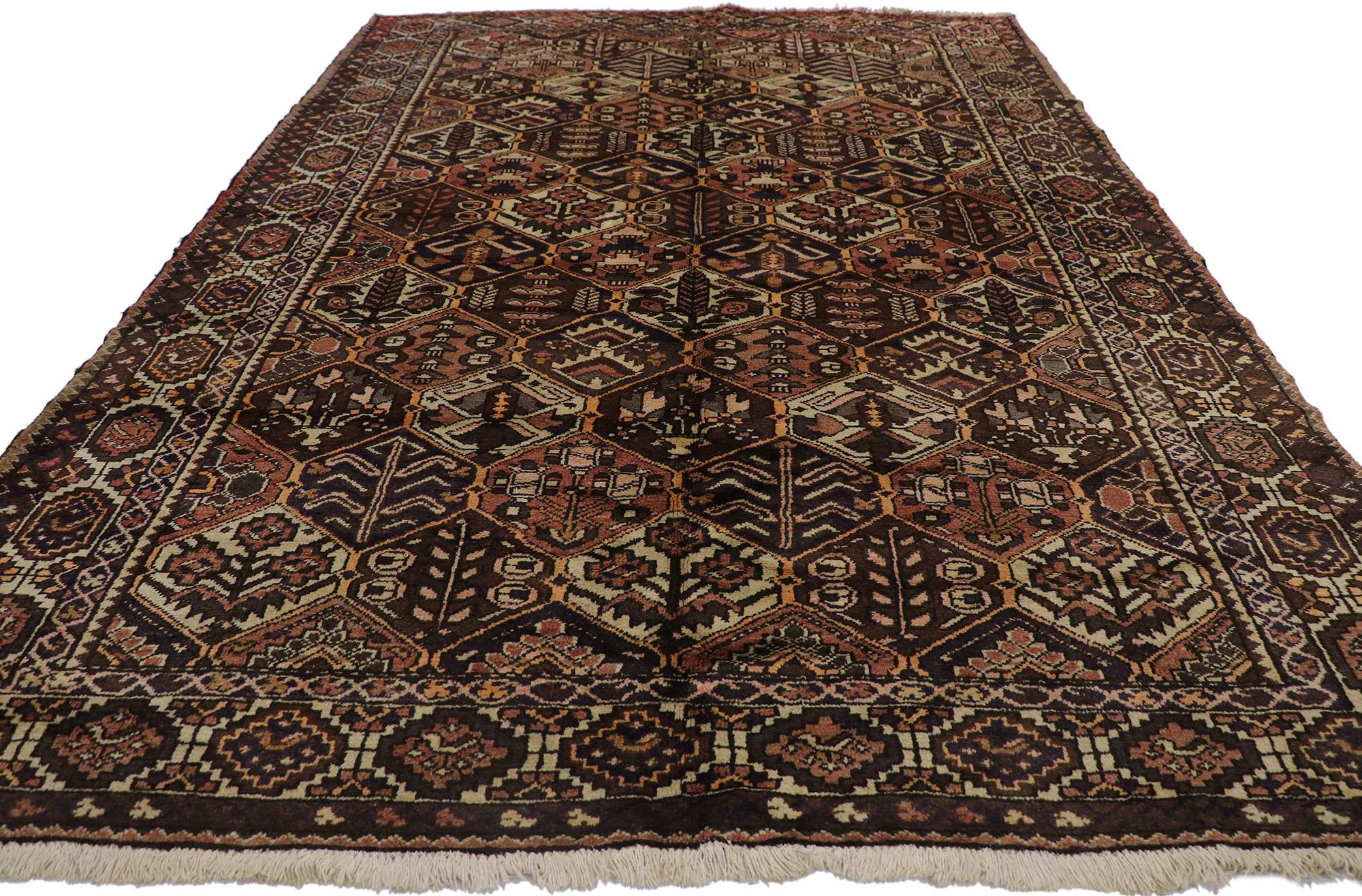 Hand-Knotted Antique Persian Bakhtiari Rug with Mid-Century Modern Style For Sale