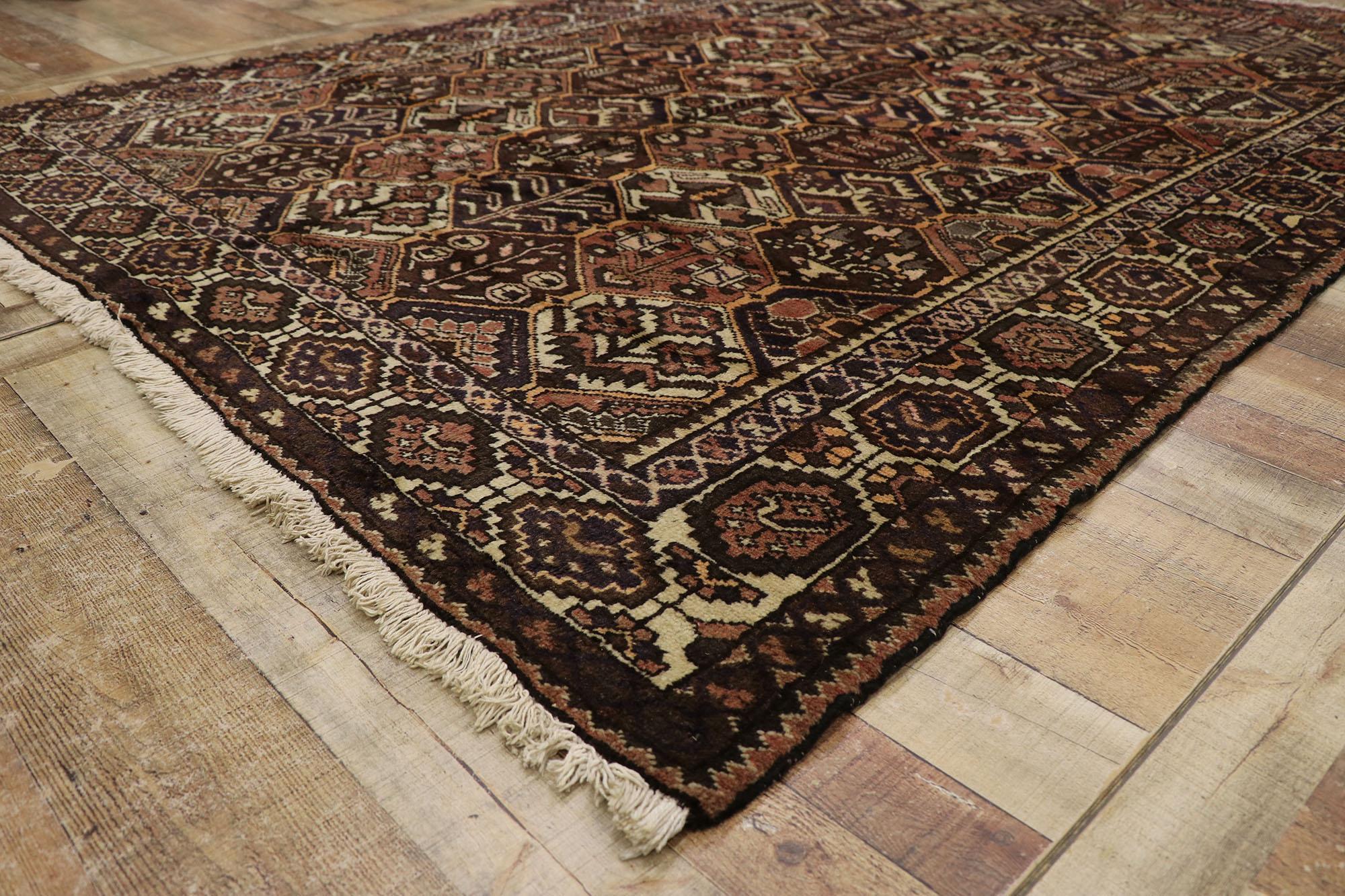 Wool Antique Persian Bakhtiari Rug with Mid-Century Modern Style For Sale