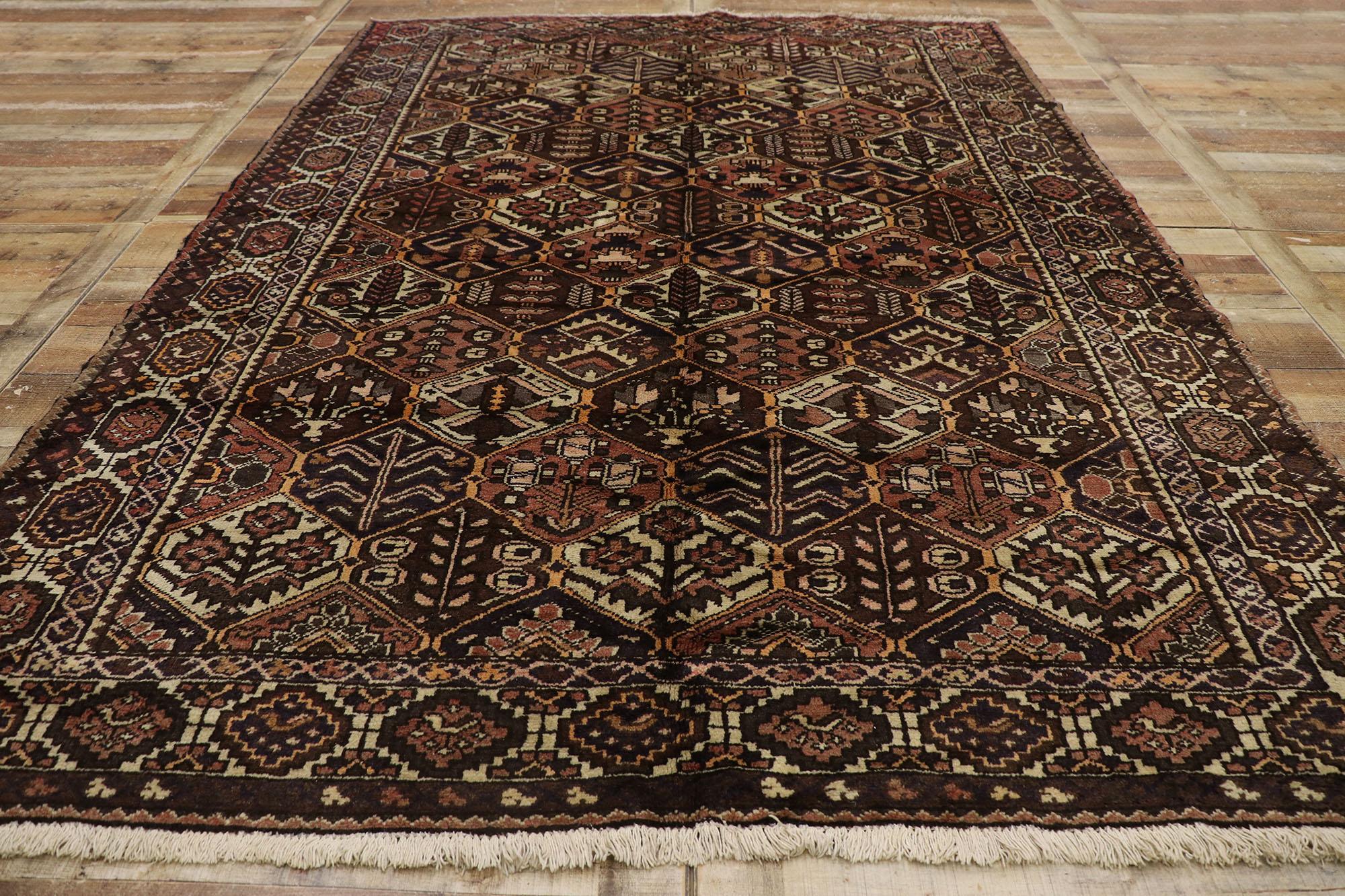 Antique Persian Bakhtiari Rug with Mid-Century Modern Style For Sale 1