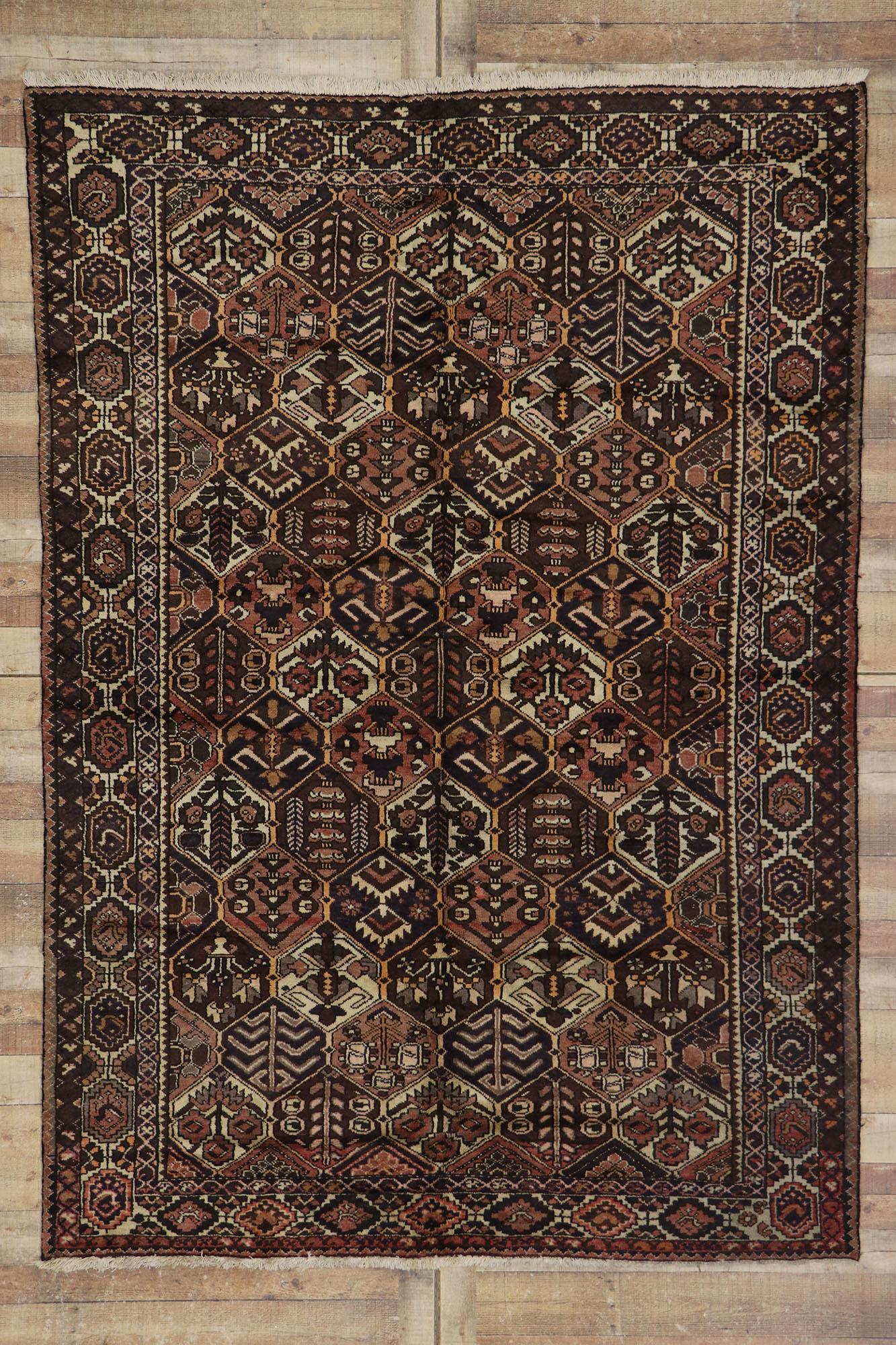 Antique Persian Bakhtiari Rug with Mid-Century Modern Style For Sale 2