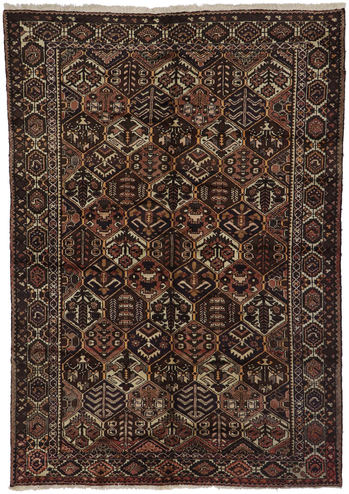 Antique Persian Bakhtiari Rug with Mid-Century Modern Style For Sale 3