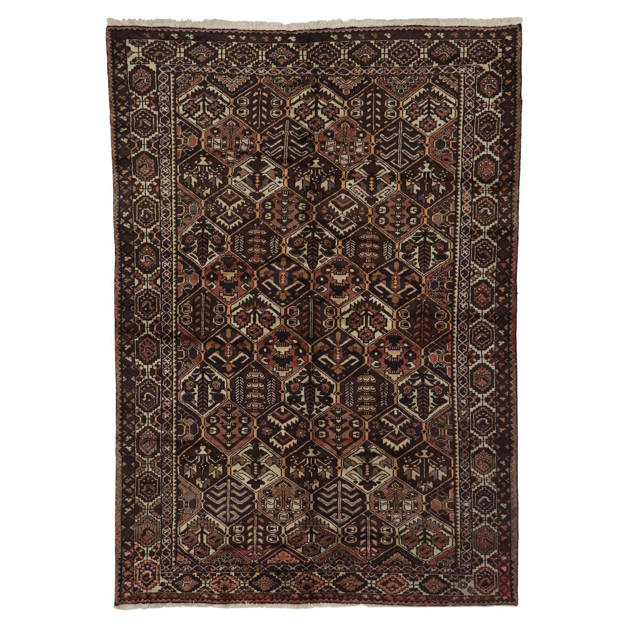Antique Persian Bakhtiari Rug with Mid-Century Modern Style For Sale