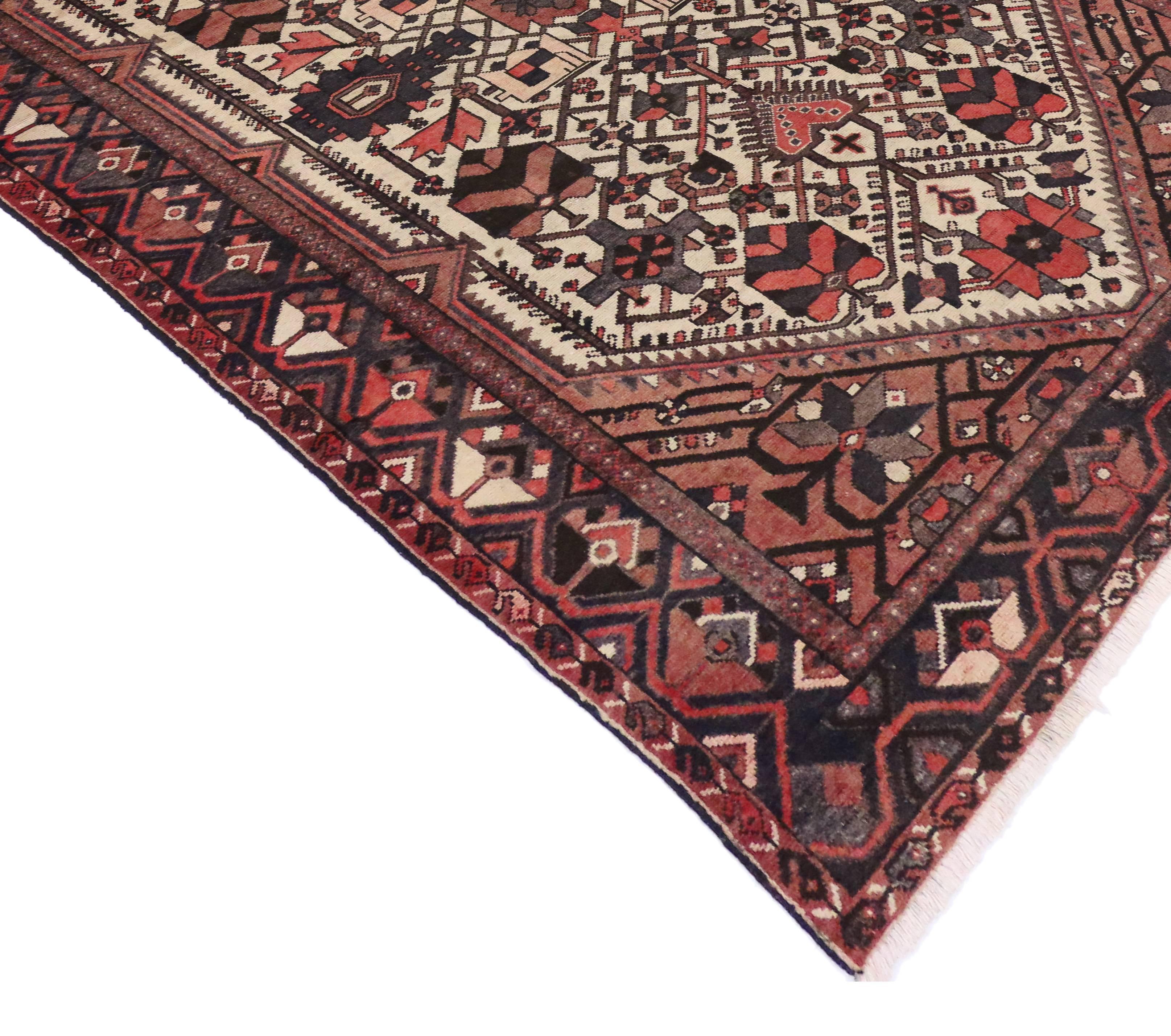 Antique Persian Bakhtiari Rug with Modern Style 2