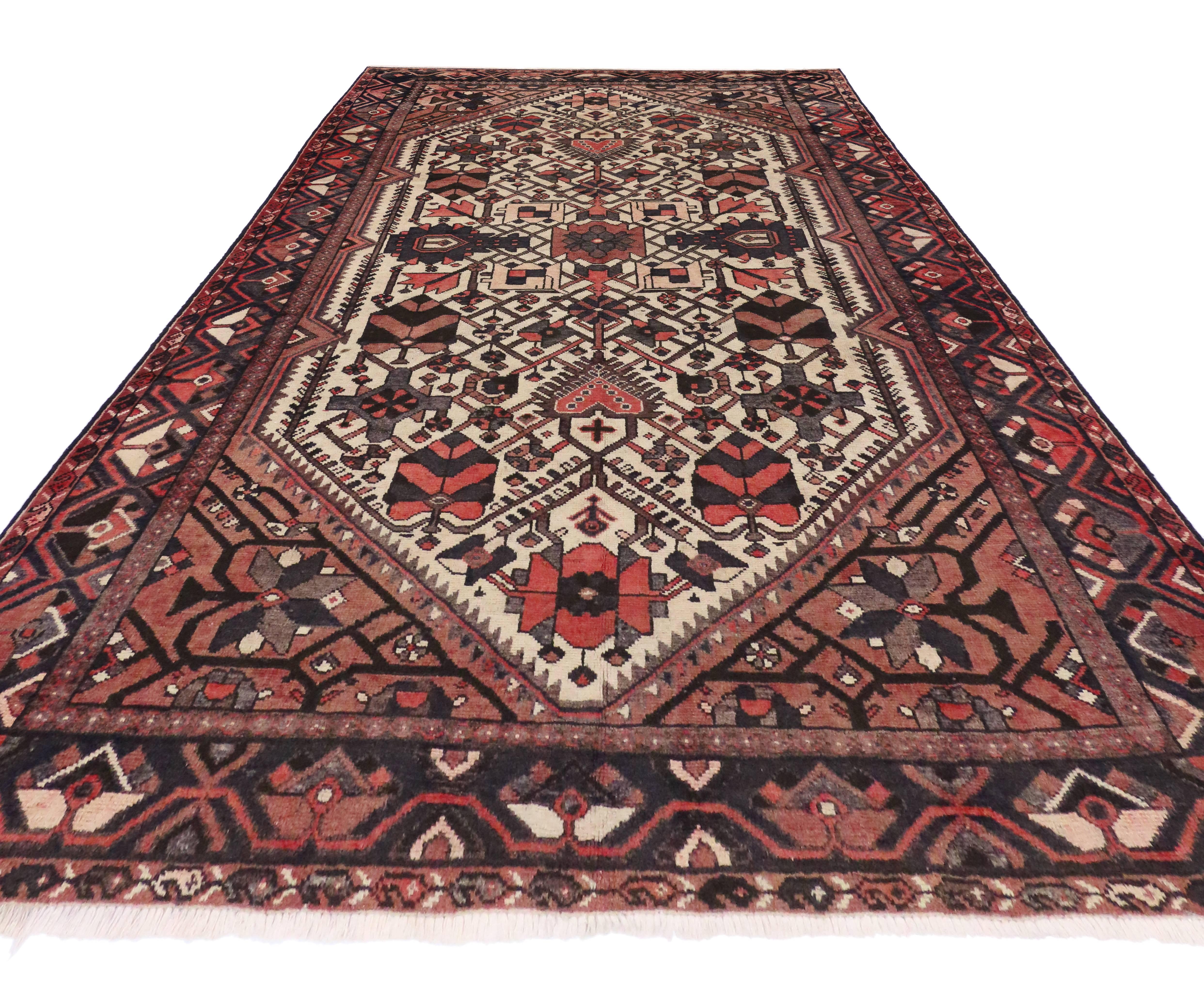 Antique Persian Bakhtiari Rug with Modern Style 3