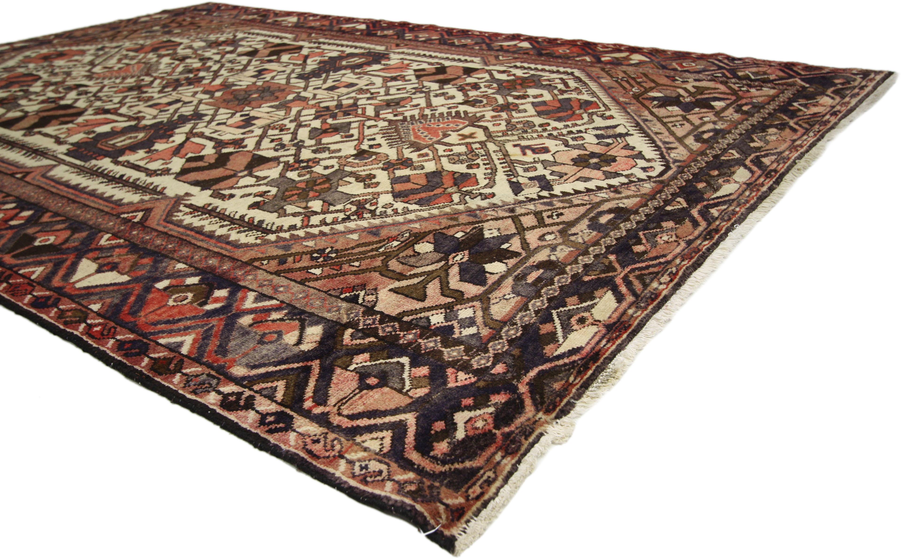 Antique Persian Bakhtiari Rug with Modern Style In Good Condition In Dallas, TX