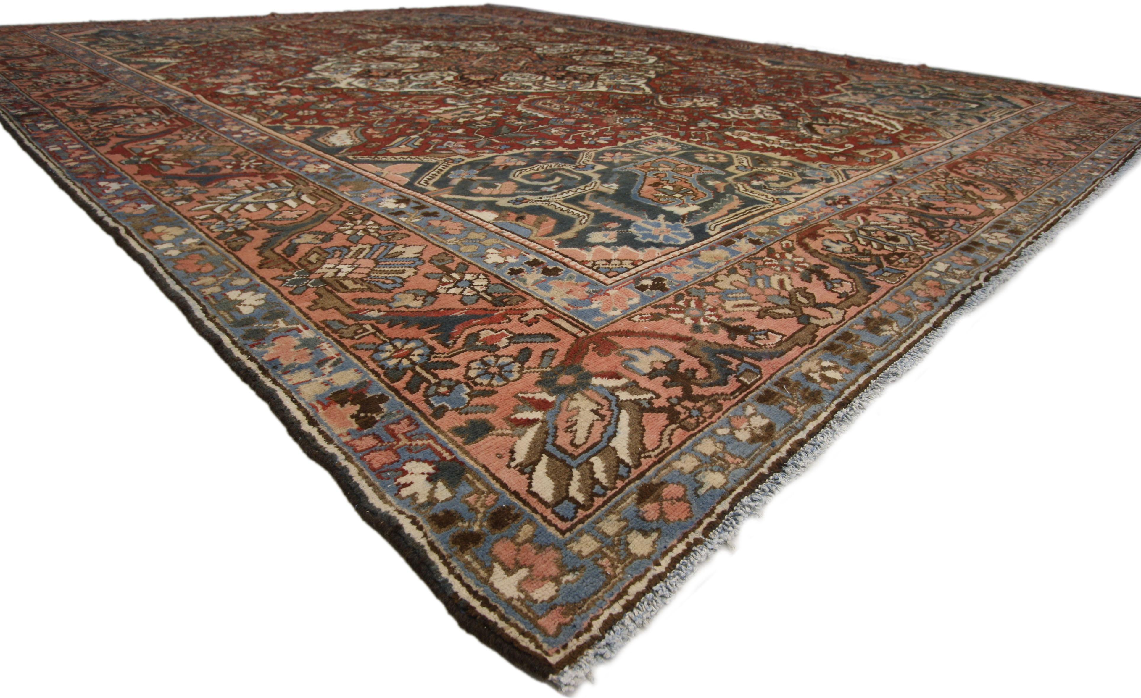 Hand-Knotted Antique Persian Bakhtiari Rug with Modern Traditional Style