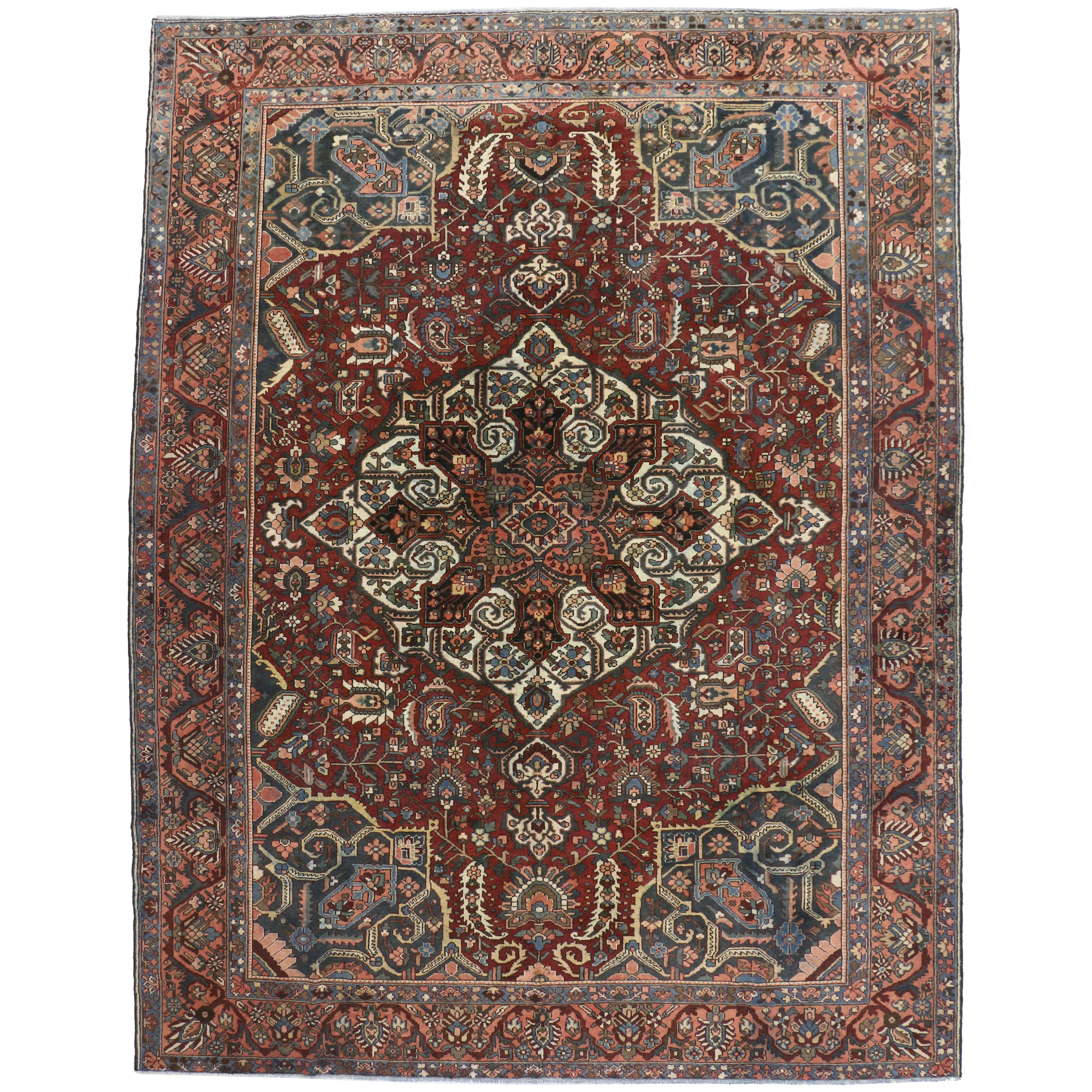 Antique Persian Bakhtiari Rug with Modern Traditional Style