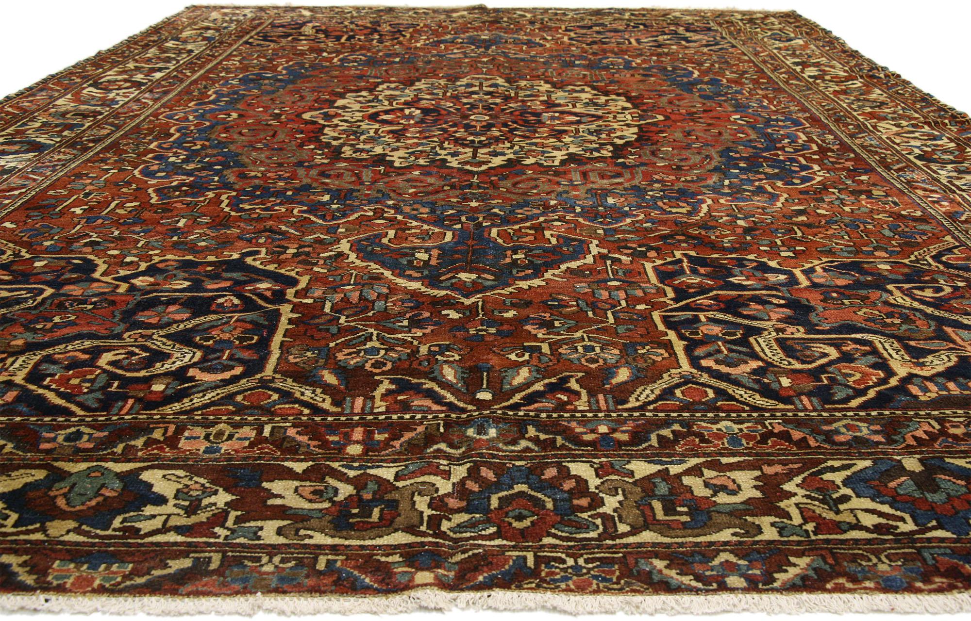 Jacobean Antique Persian Bakhtiari Rug with Traditional Modern Style