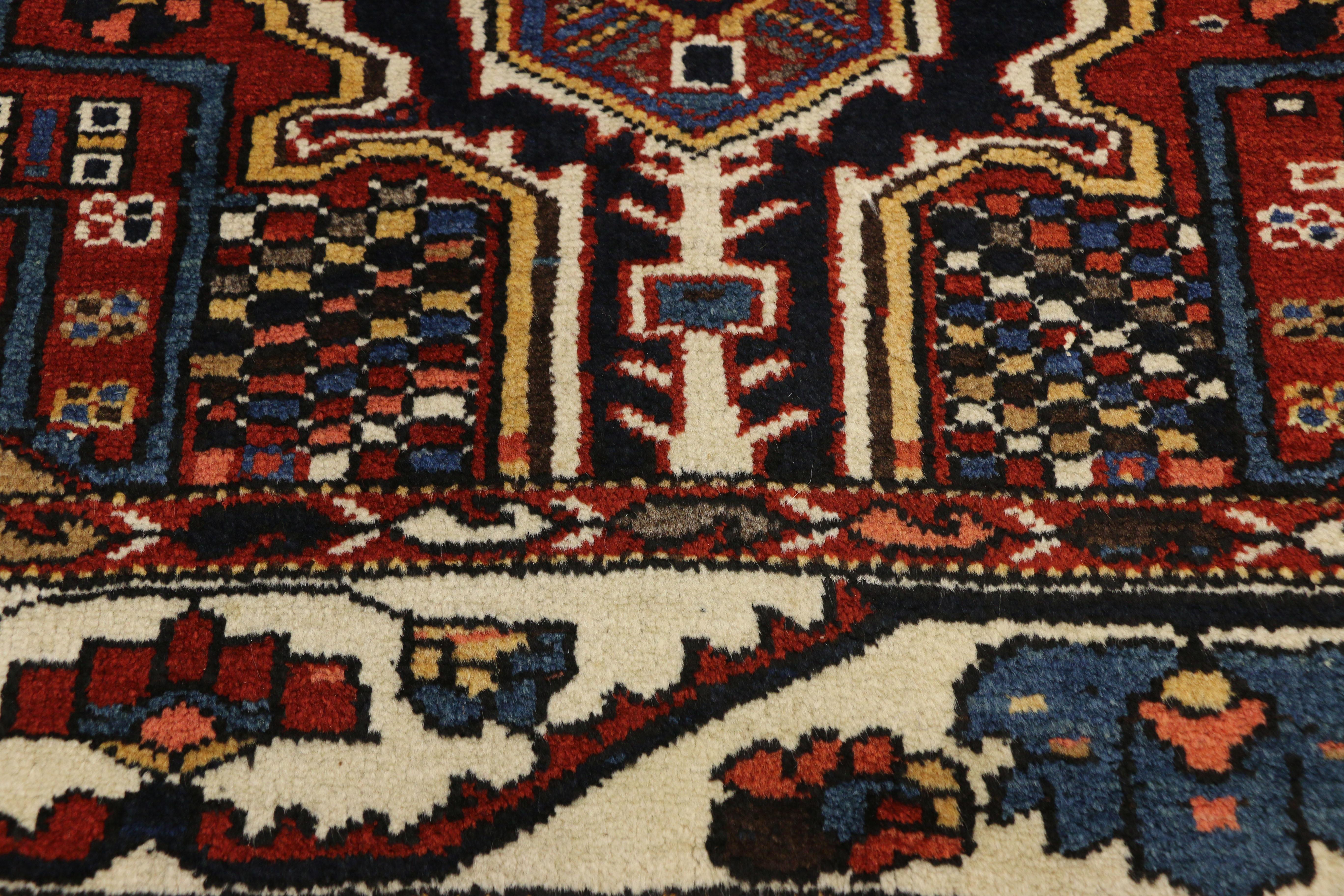 Hand-Knotted Antique Persian Bakhtiari Rug with Traditional Modern Style For Sale