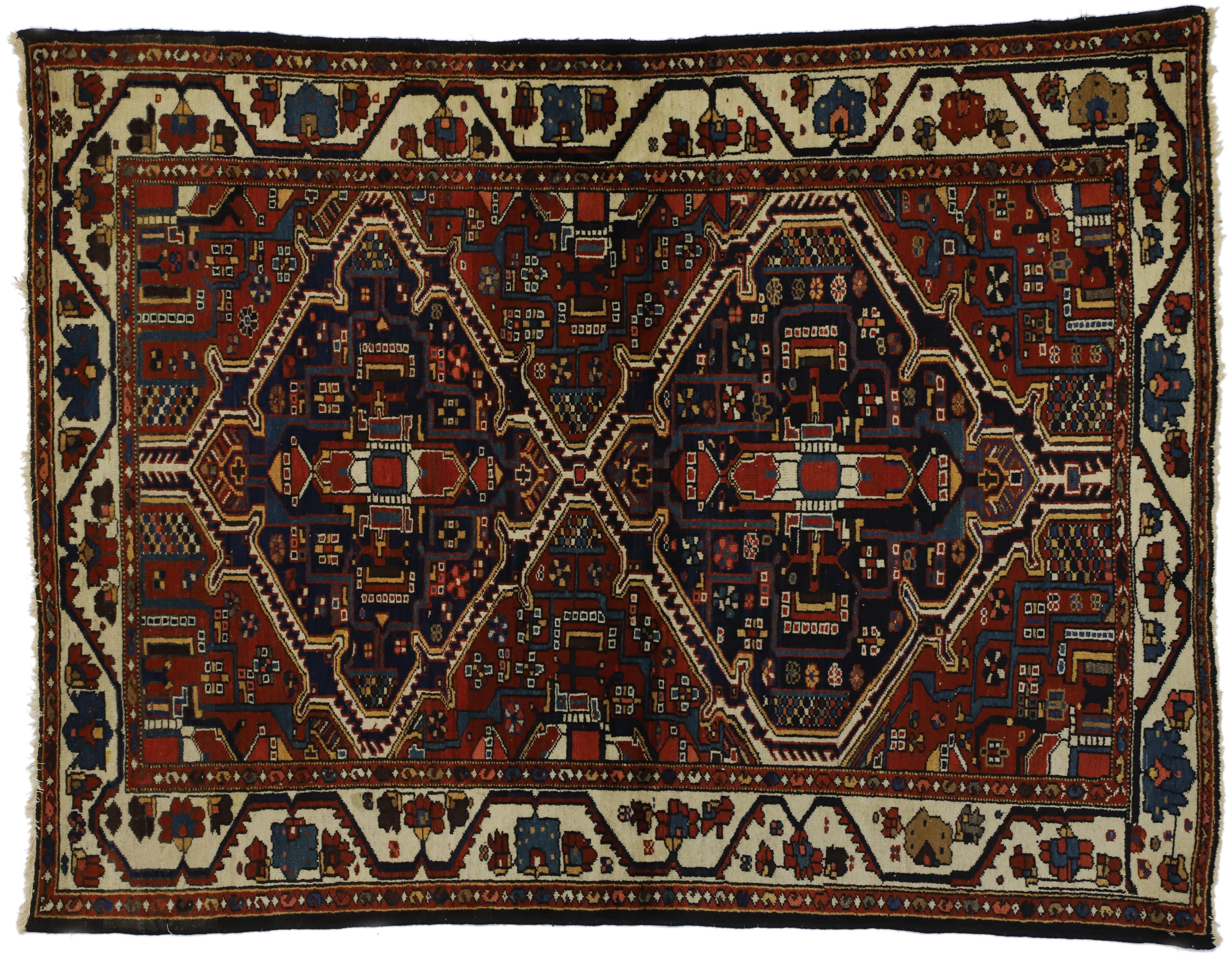 Antique Persian Bakhtiari Rug with Traditional Modern Style For Sale 2