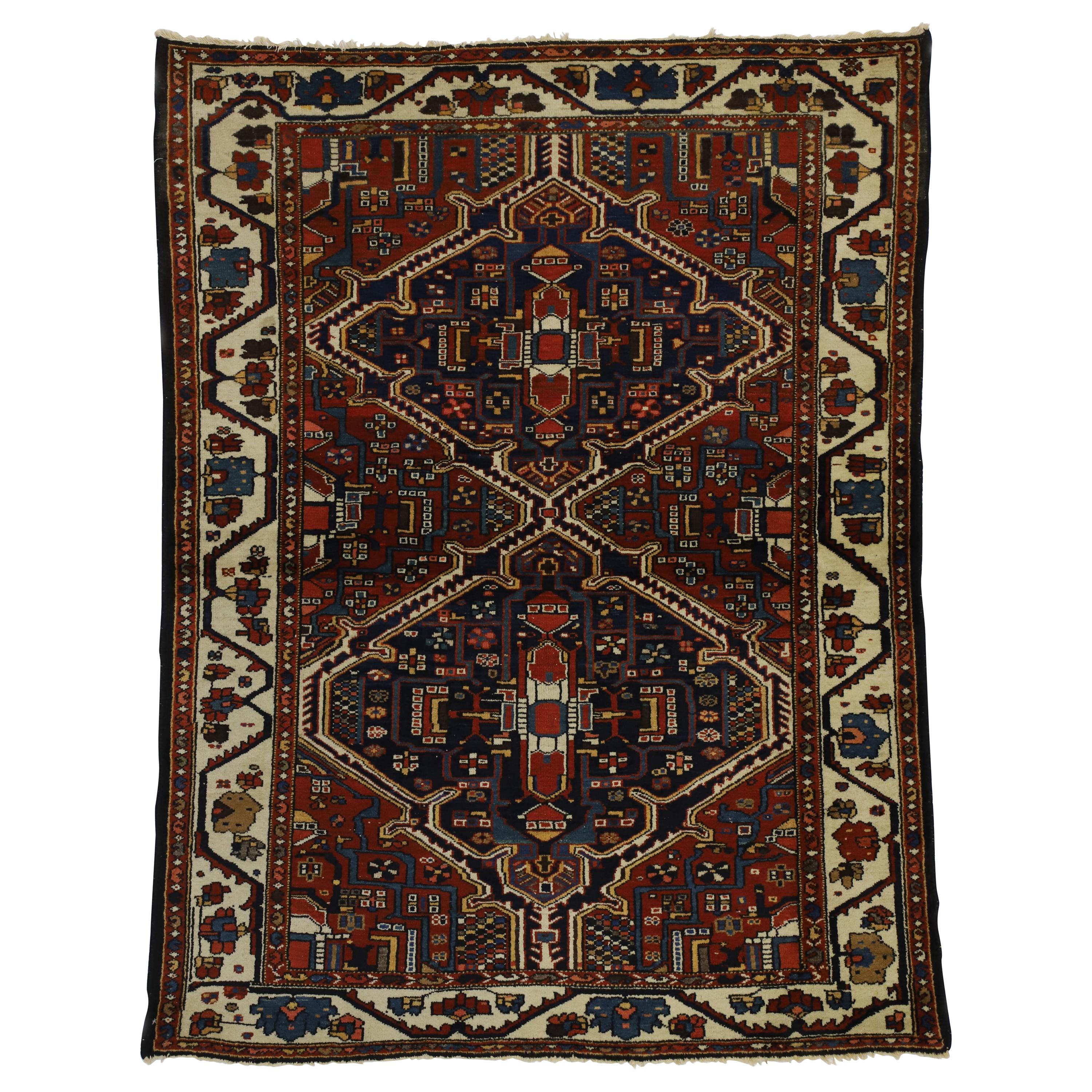 Antiker persischer Bakhtiari-Teppich mit traditionellem, modernem Stil