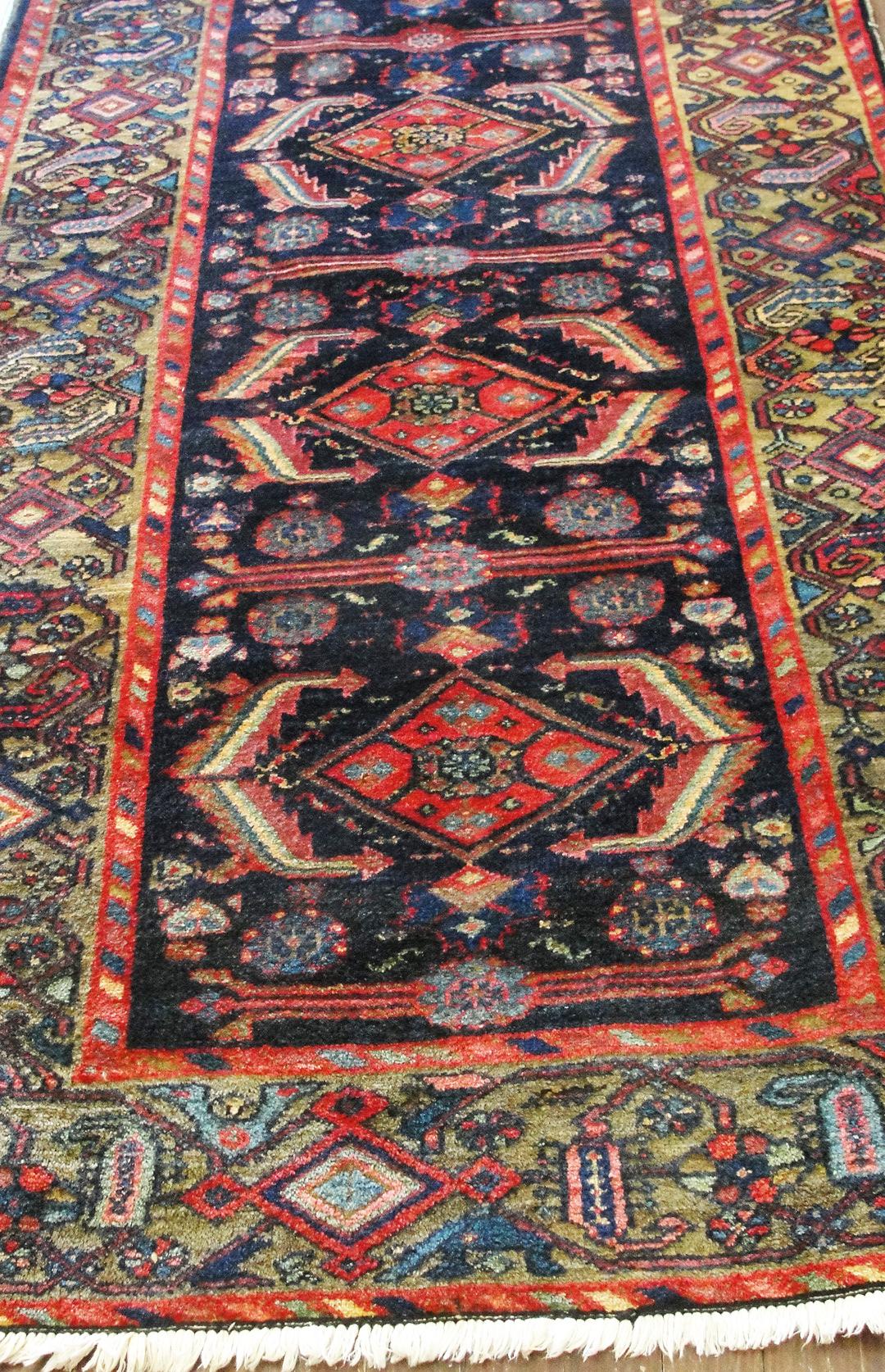 Hand-Knotted Antique Persian Bakhtiari Runner, 3'3