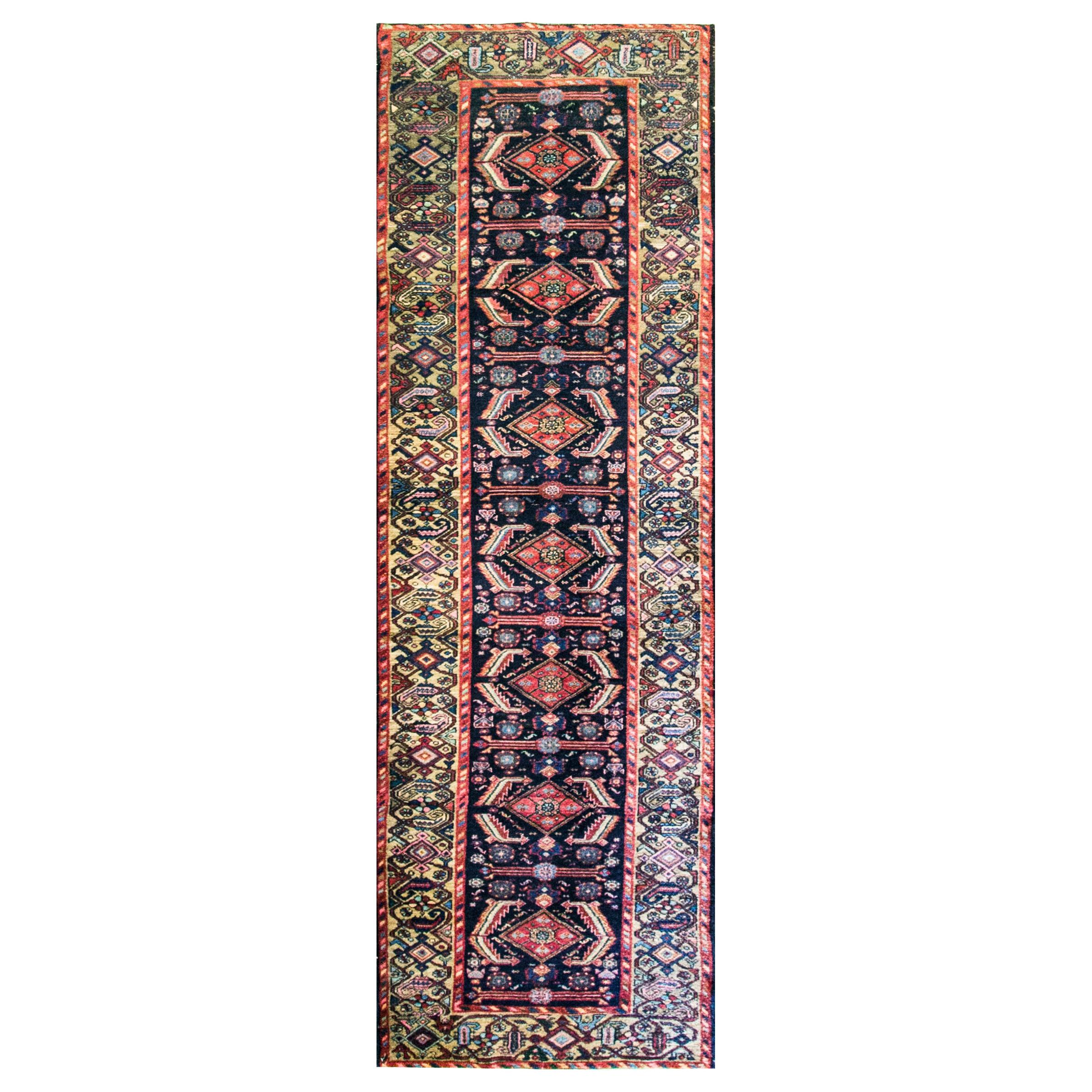 Antique Persian Bakhtiari Runner, 3'3" x 10'9" c-1900's For Sale