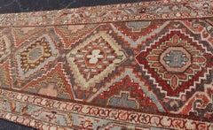 Antique Persian Bakhtiari Runner with Geometric Medallions in Taupe and Rust