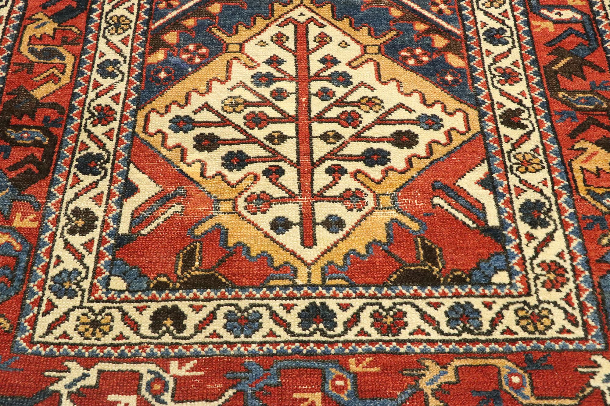 Hand-Knotted Antique Persian Bakhtiari Runner with Modern Rustic Pacific Northwest Style