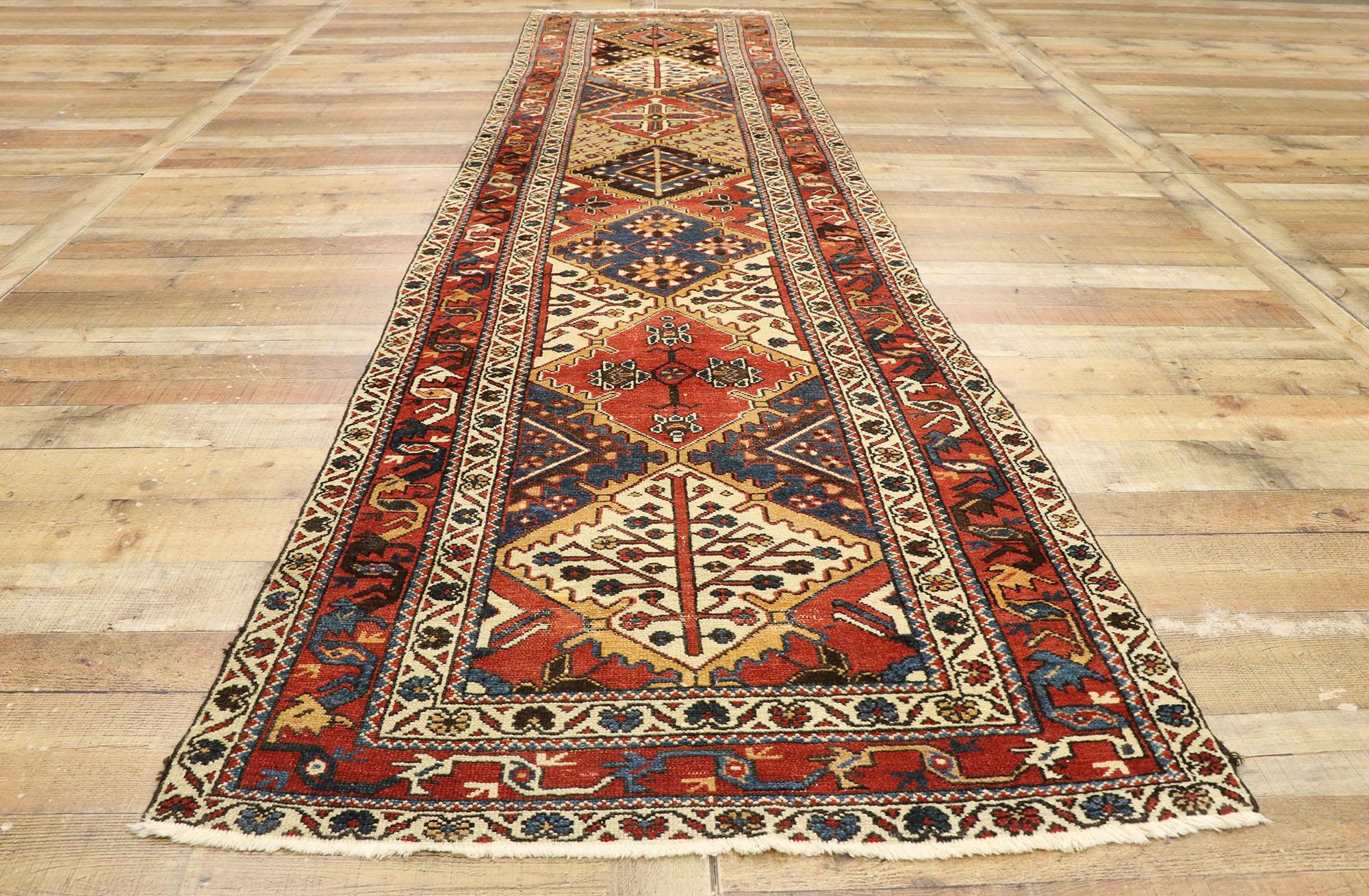 Wool Antique Persian Bakhtiari Runner with Modern Rustic Pacific Northwest Style