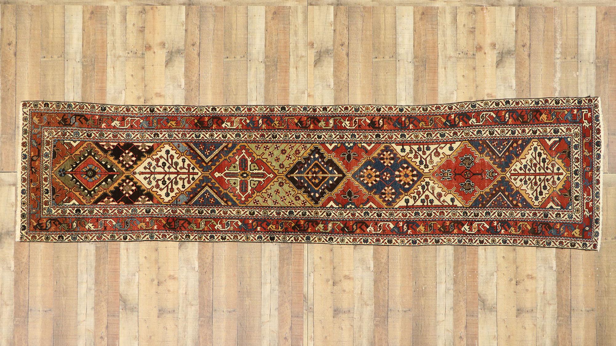 Antique Persian Bakhtiari Runner with Modern Rustic Pacific Northwest Style 1