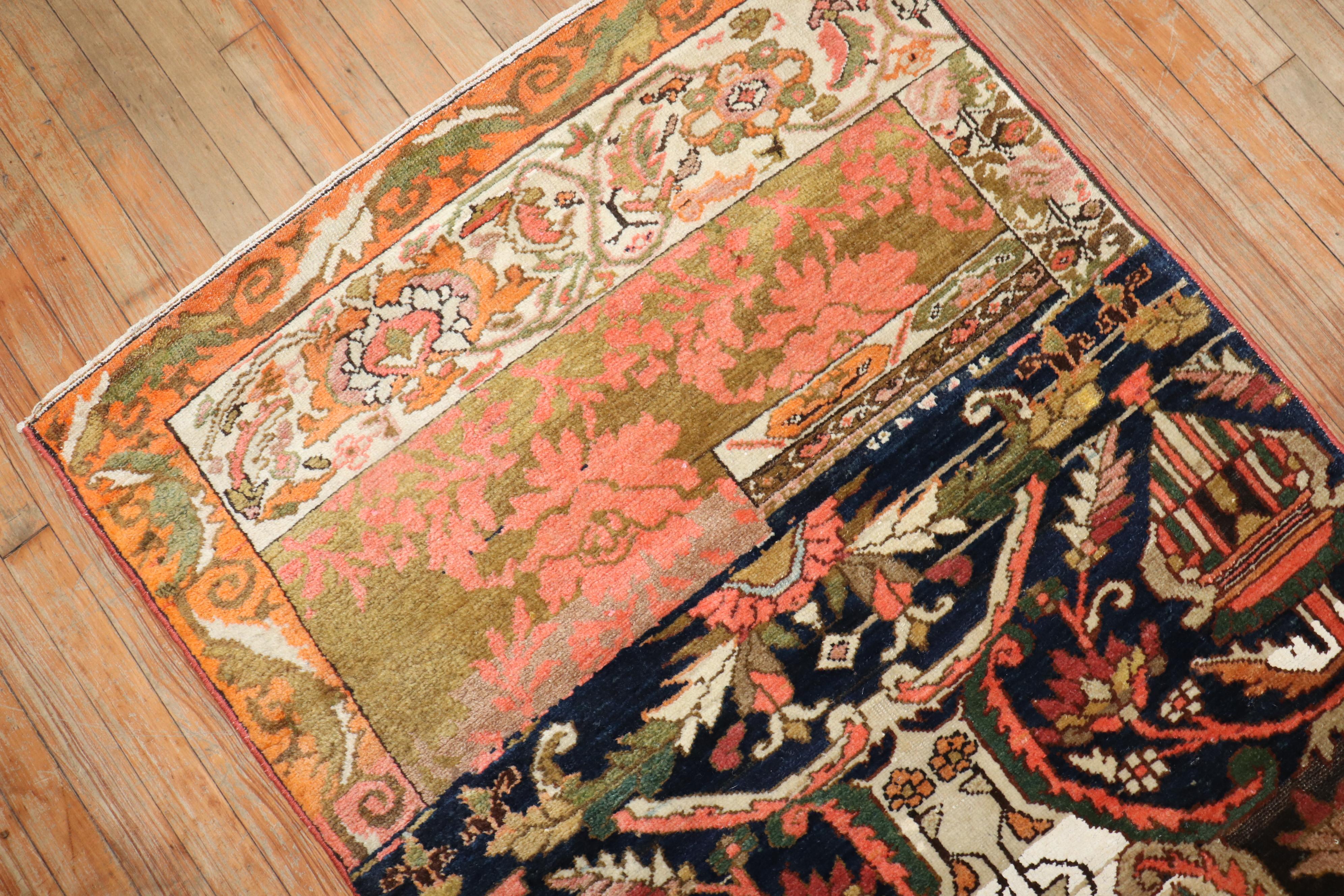 Hand-Knotted Antique Persian Bakhtiari Sampler Rug For Sale