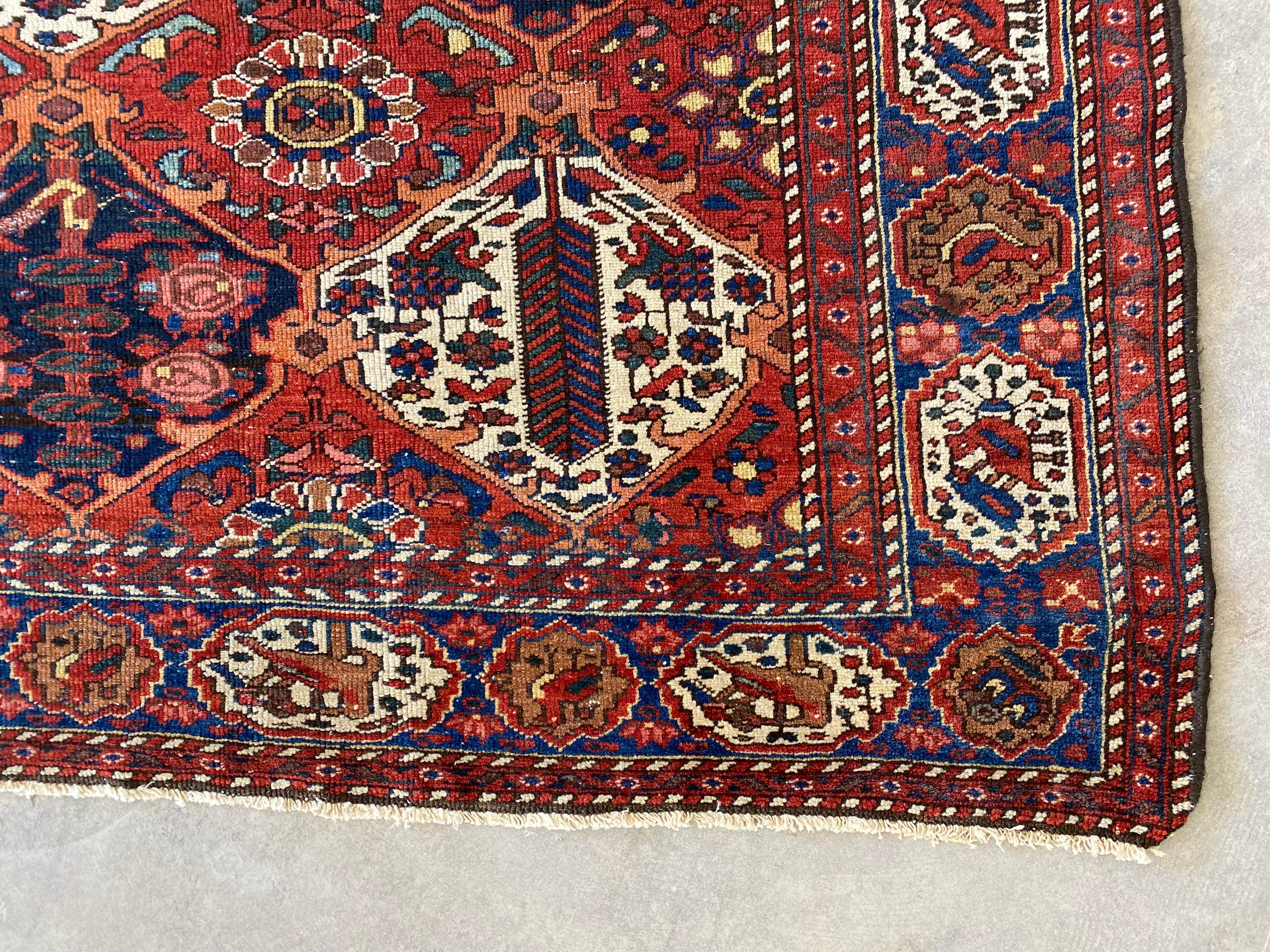 Antique Persian Bakhtiari Tribal Rug with Florals, Trees, Birds For Sale 6