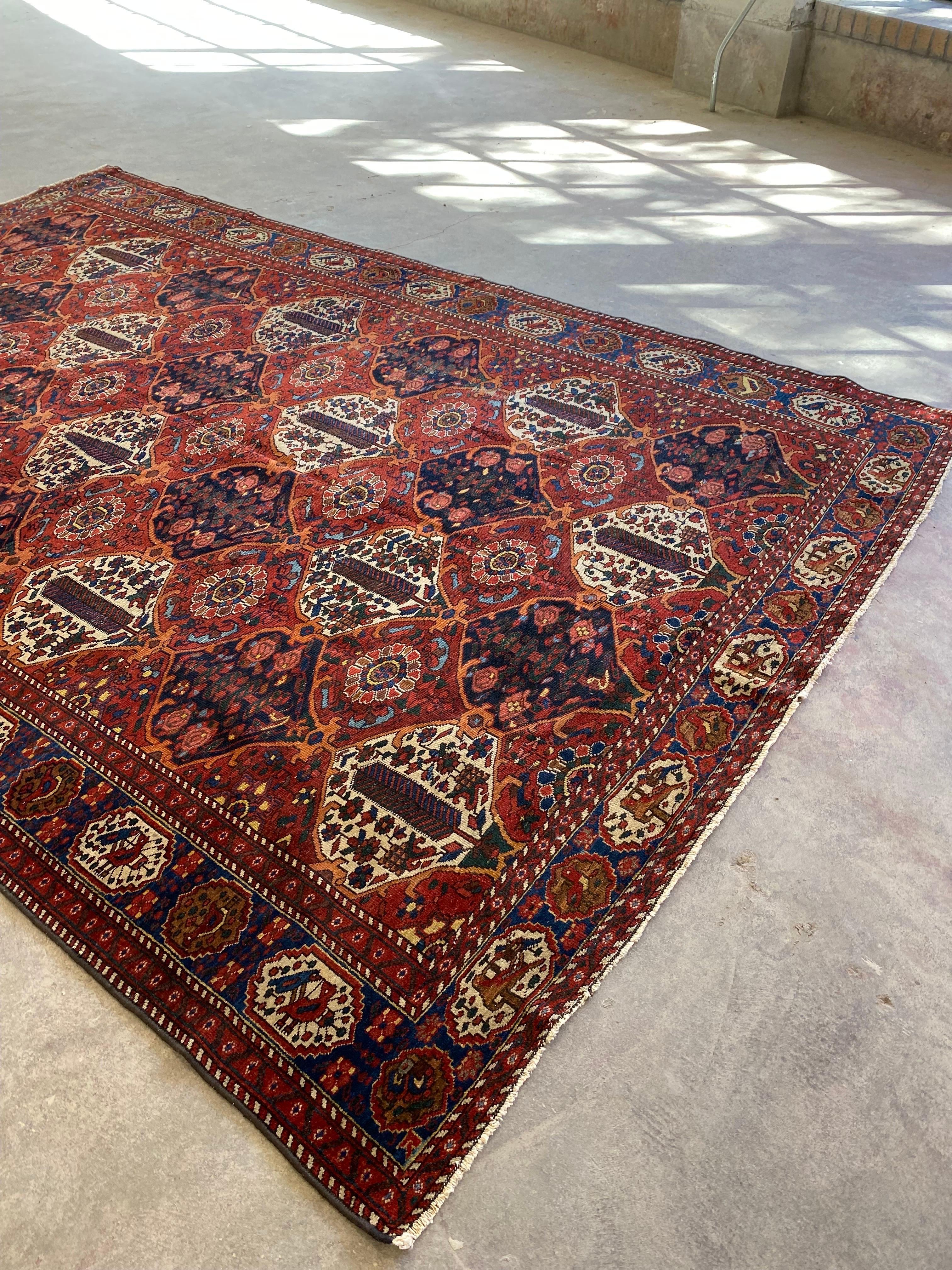 Antique Persian Bakhtiari Tribal Rug with Florals, Trees, Birds For Sale 10