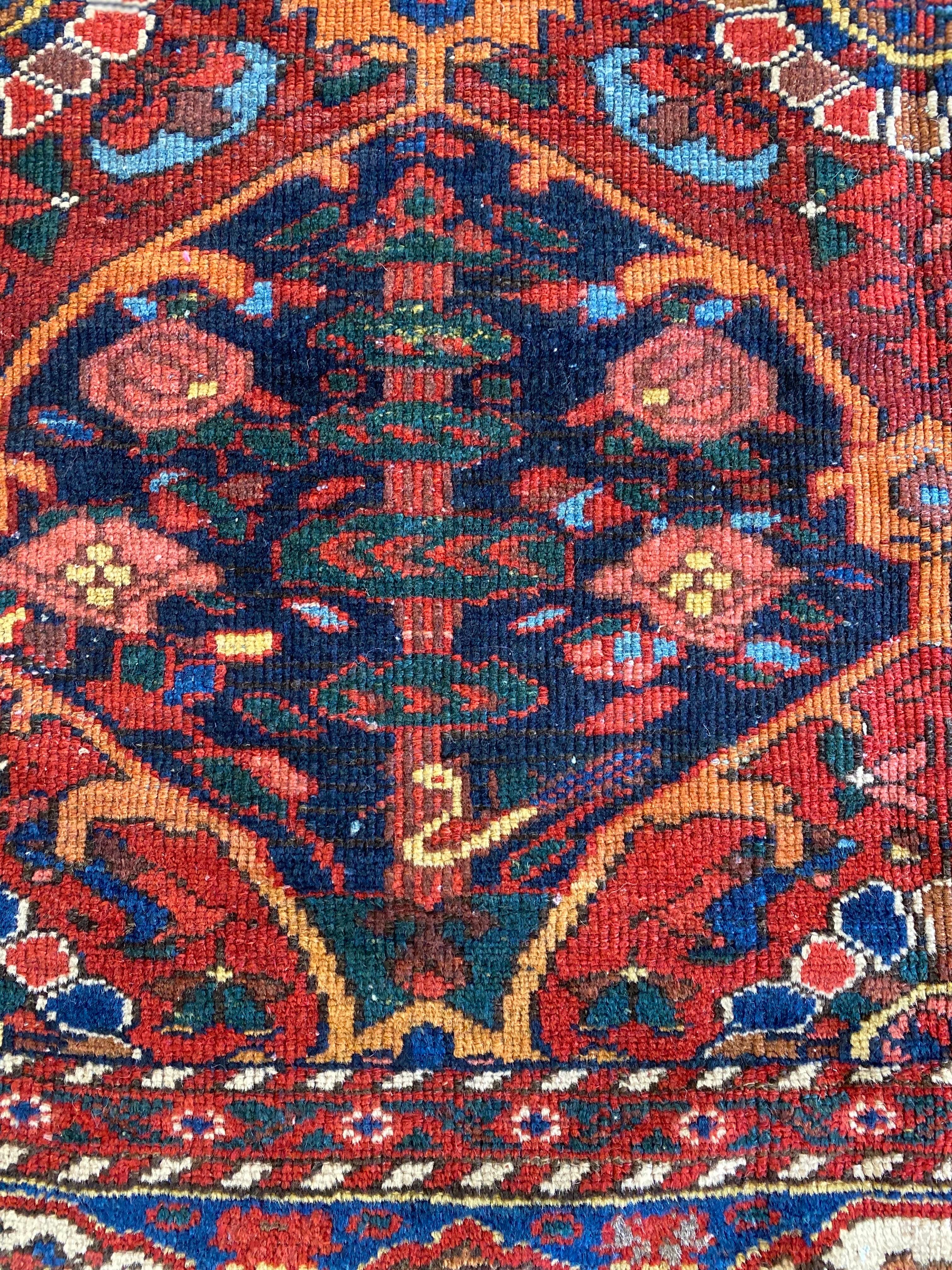 Antique Persian Bakhtiari Tribal Rug with Florals, Trees, Birds In Good Condition For Sale In Birmingham, AL