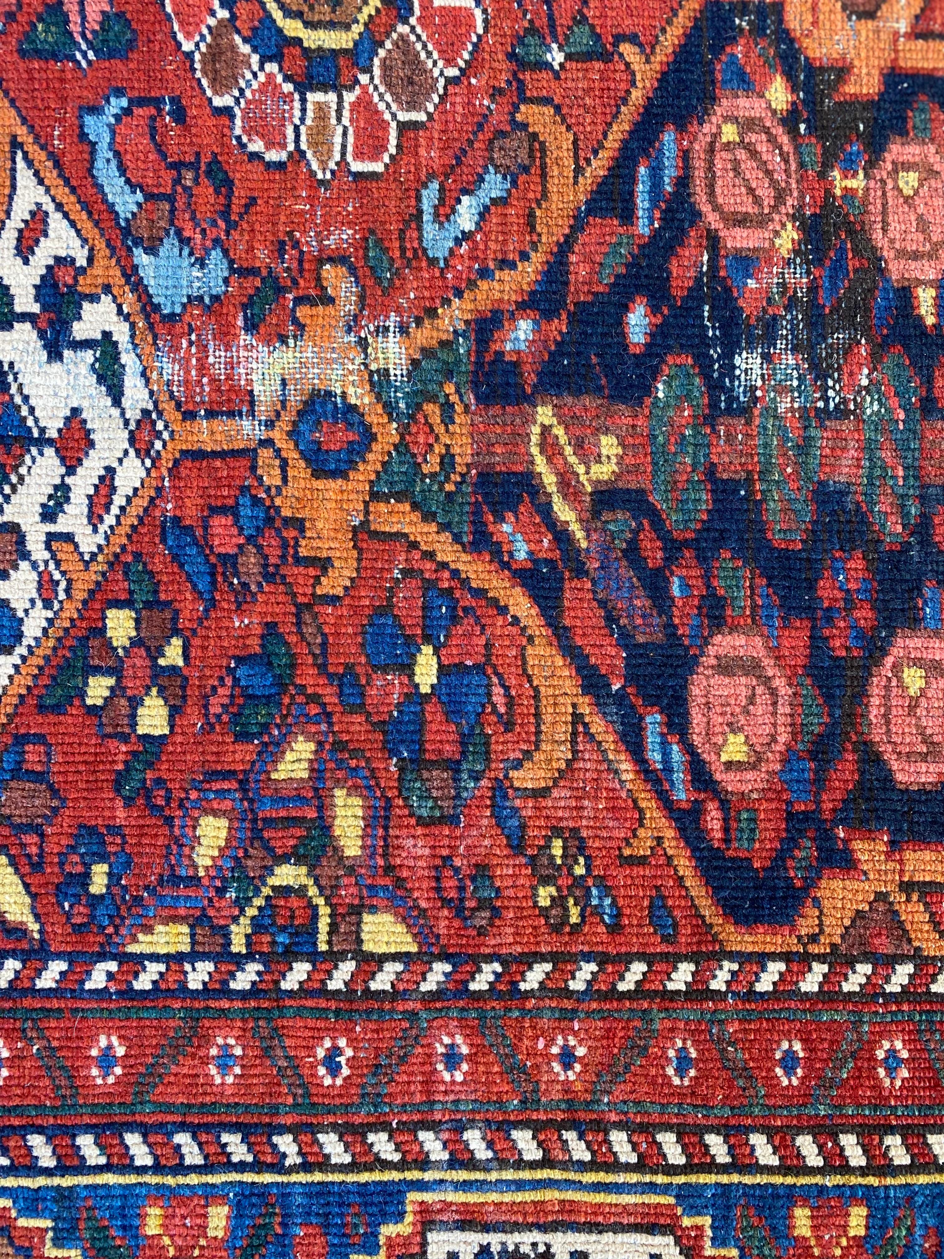 20th Century Antique Persian Bakhtiari Tribal Rug with Florals, Trees, Birds For Sale