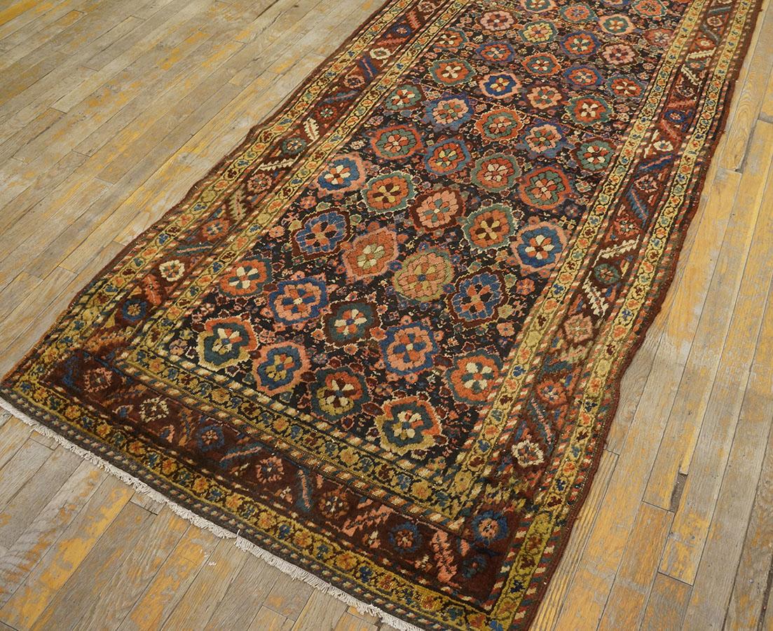 Hand-Knotted Antique Persian Bakshaiesh Rug 3' 4'' x 11' 8'' For Sale