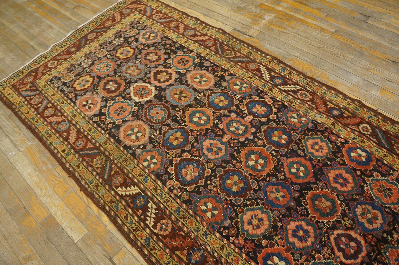 Wool Antique Persian Bakshaiesh Rug 3' 4'' x 11' 8'' For Sale