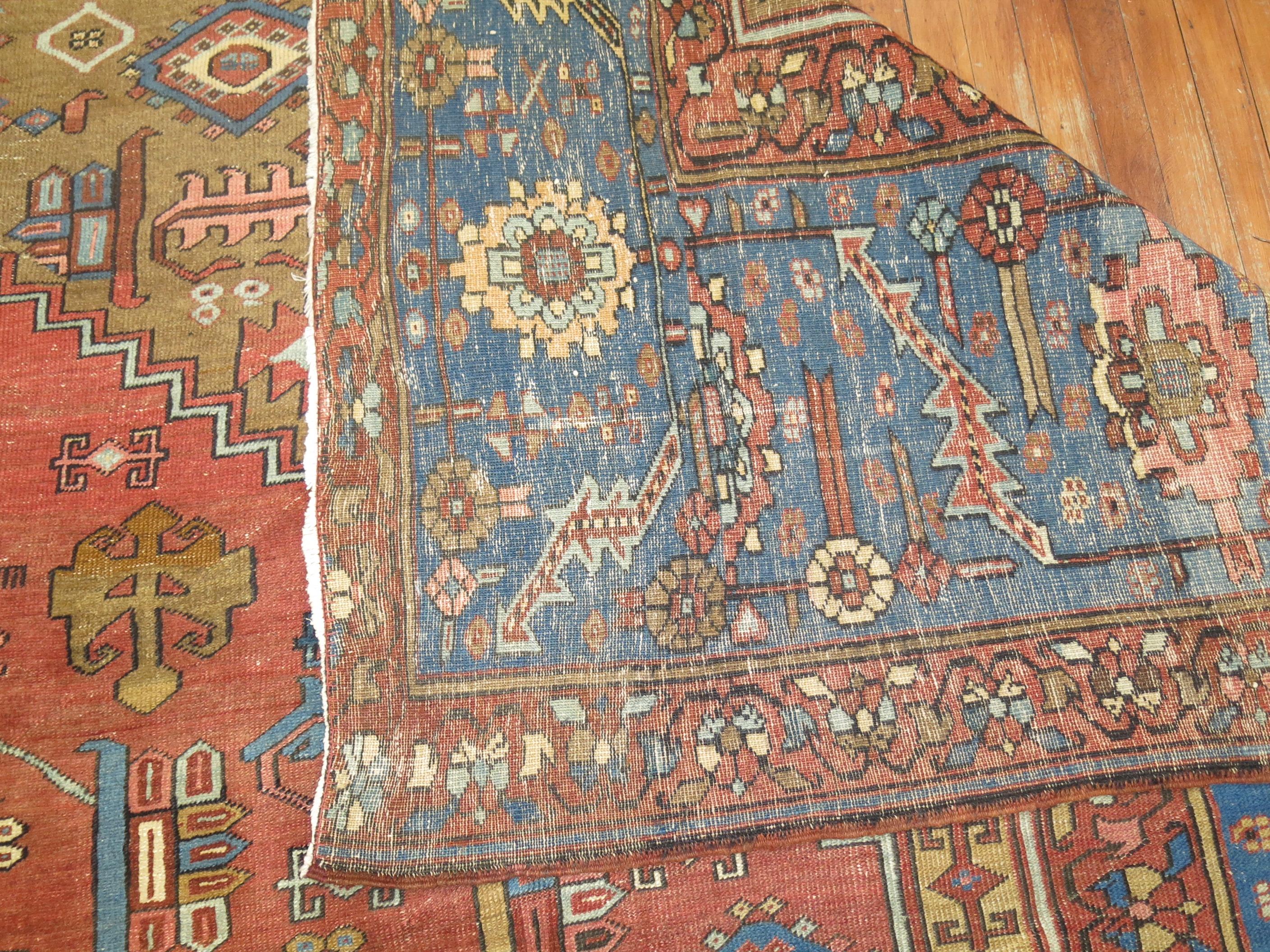 Antique Persian Bakshaish Carpet in Rustic Tones For Sale 4