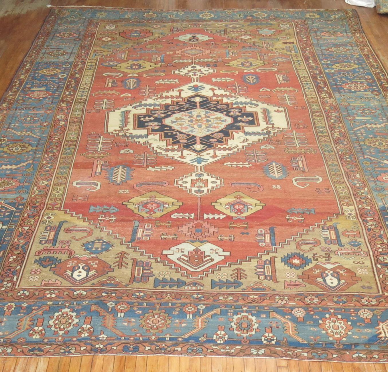 Antique Persian Bakshaish Carpet in Rustic Tones For Sale 6