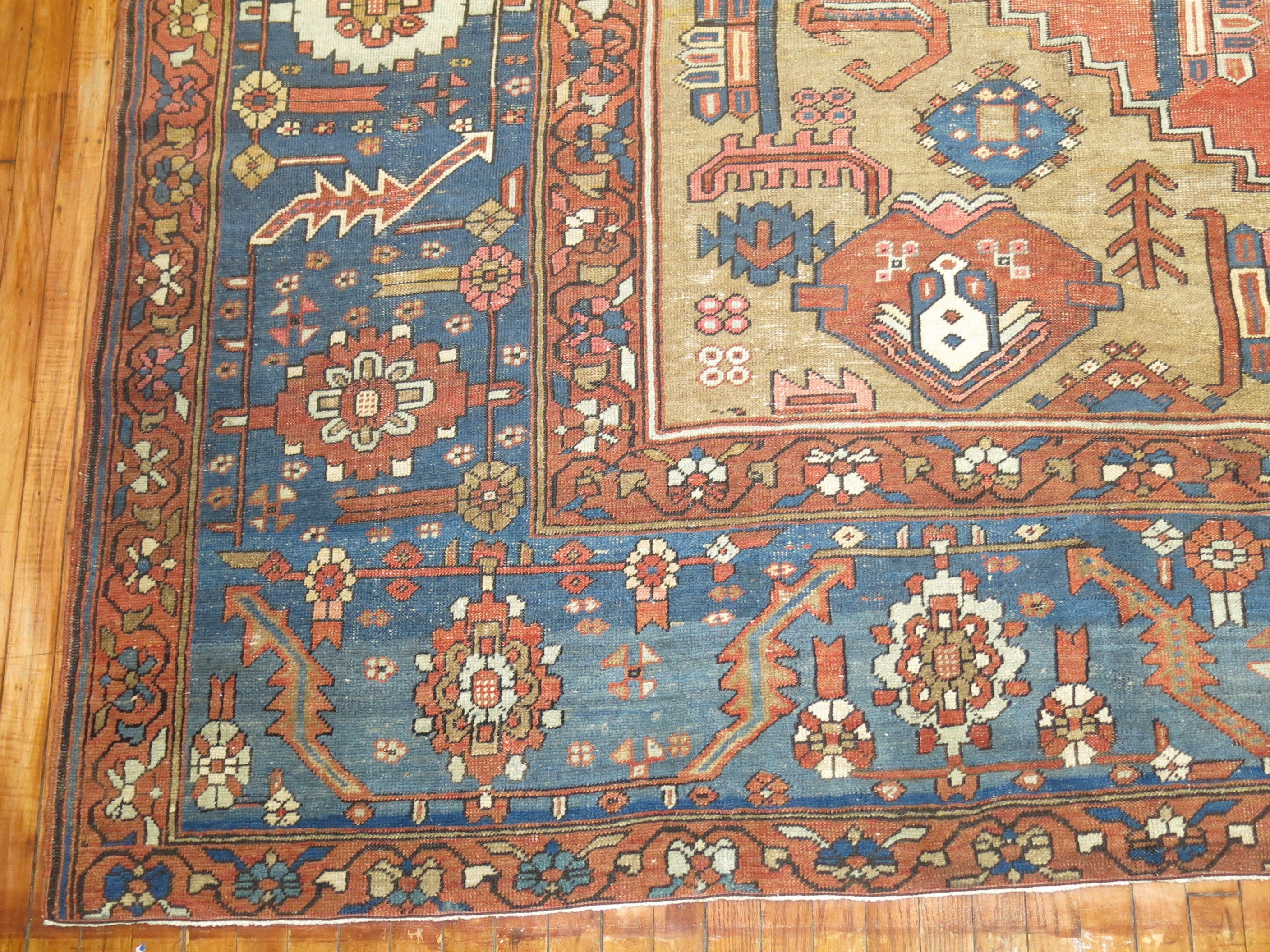 Antique Persian Bakshaish Carpet in Rustic Tones For Sale 8