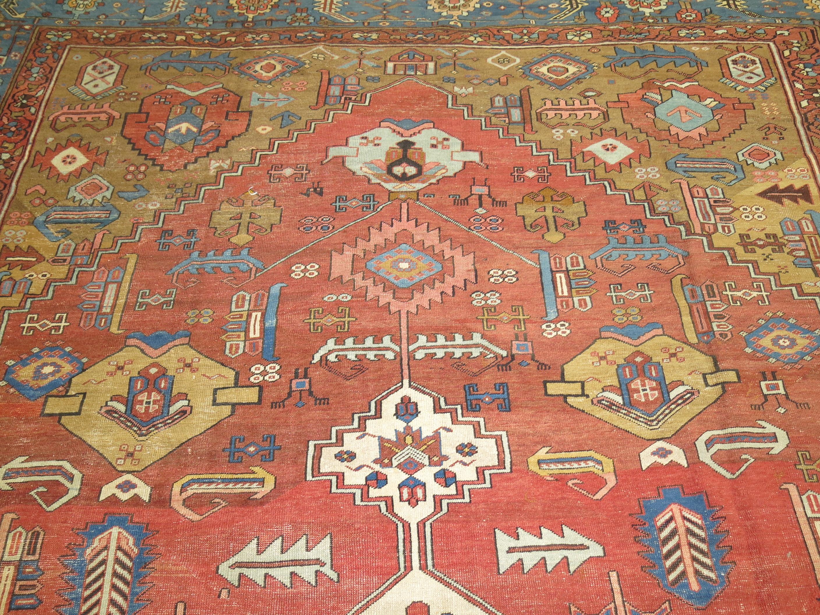 Antique Persian Bakshaish Carpet in Rustic Tones For Sale 10