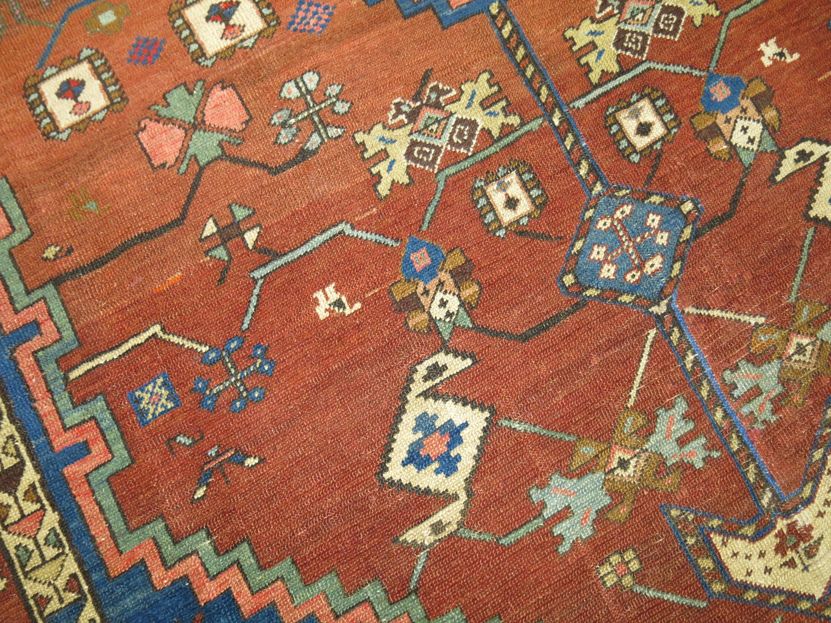 Antique Persian Bakshaish Gallery Rug In Excellent Condition In New York, NY