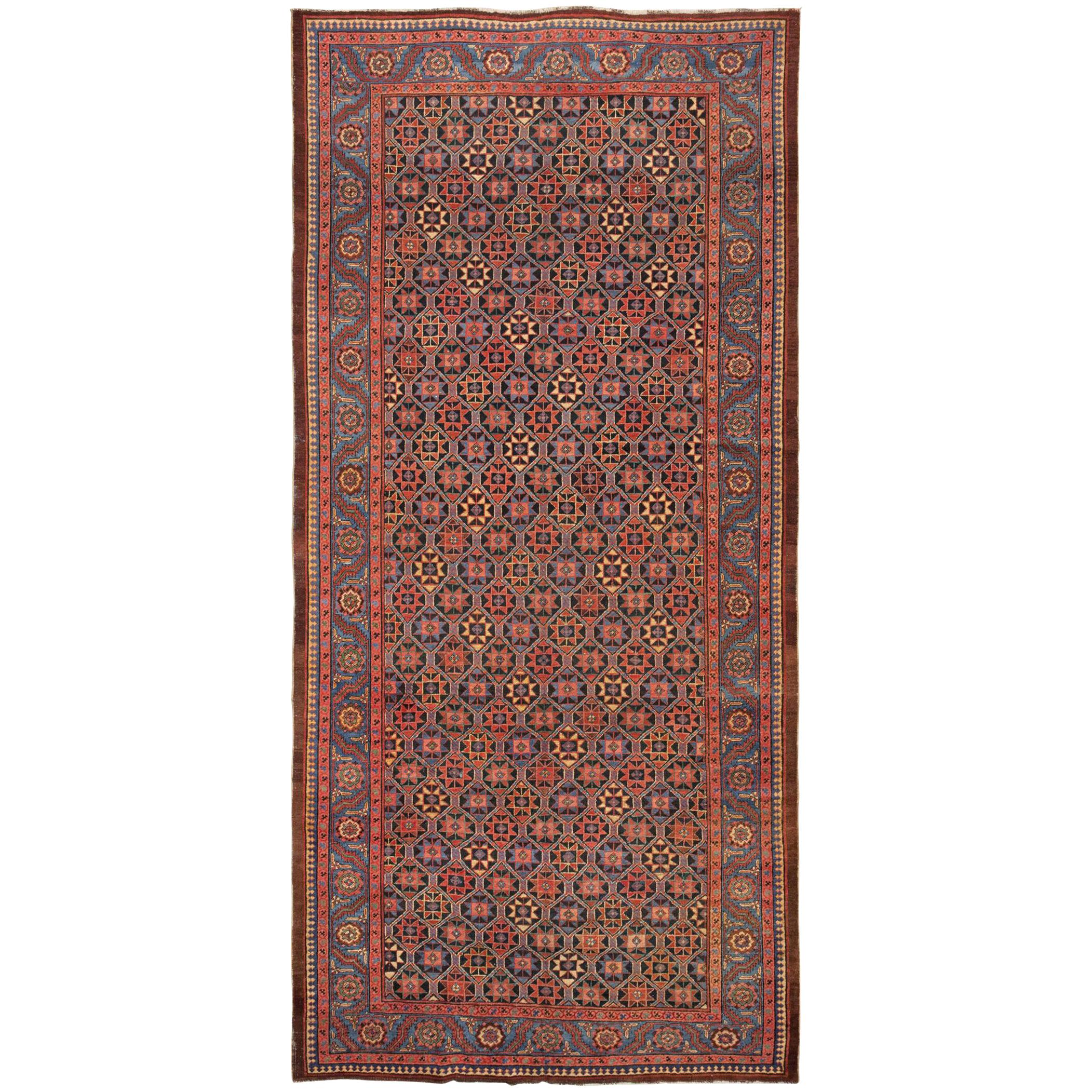 Antique Persian Bakshaish Gallery Size Rug. Size: 6 ft 7 in x 13 ft 9 in 