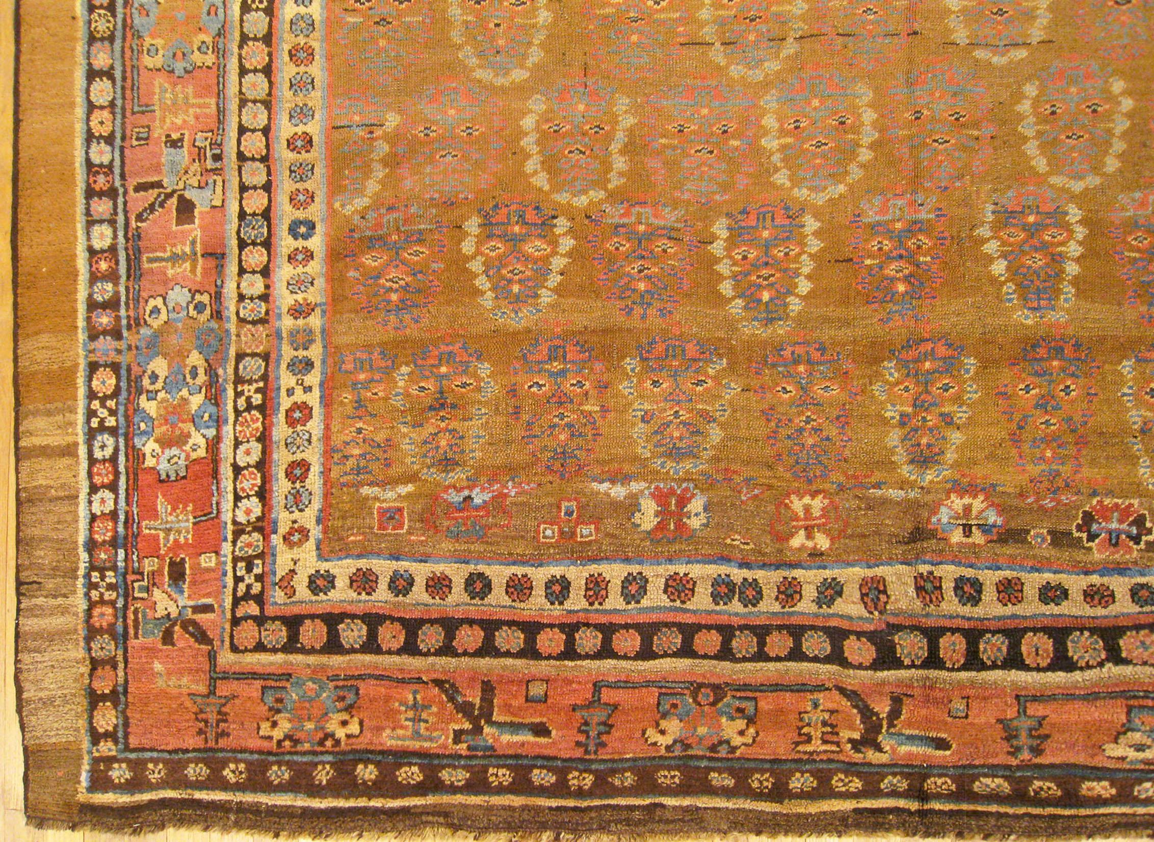 Hand-Knotted Antique Persian Bakshaish Oriental Carpet, in Large Size with Central Medallion For Sale
