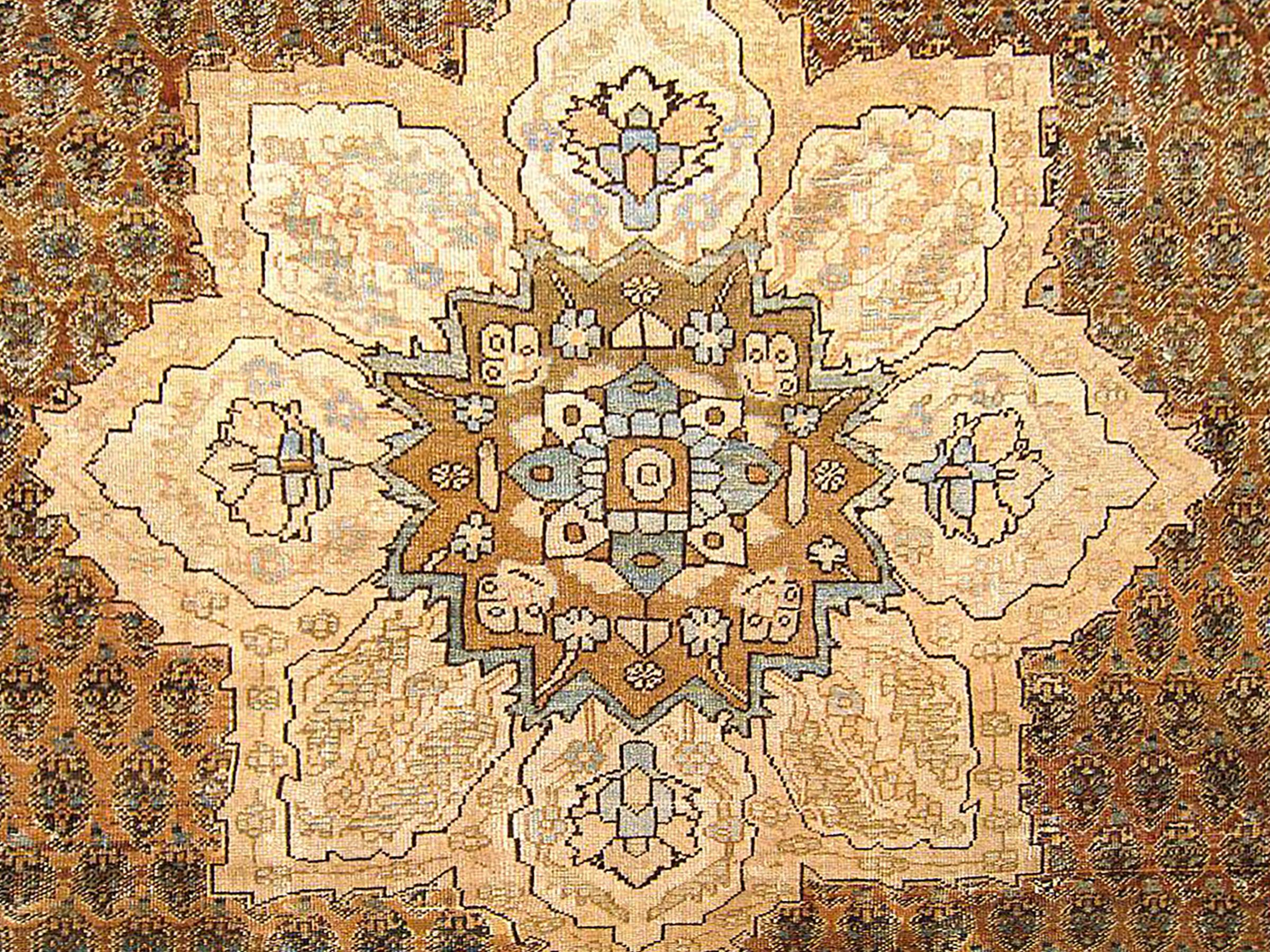 Hand-Knotted Antique Persian Bakshaish Oriental Carpet, in Large Size with Central Medallion For Sale