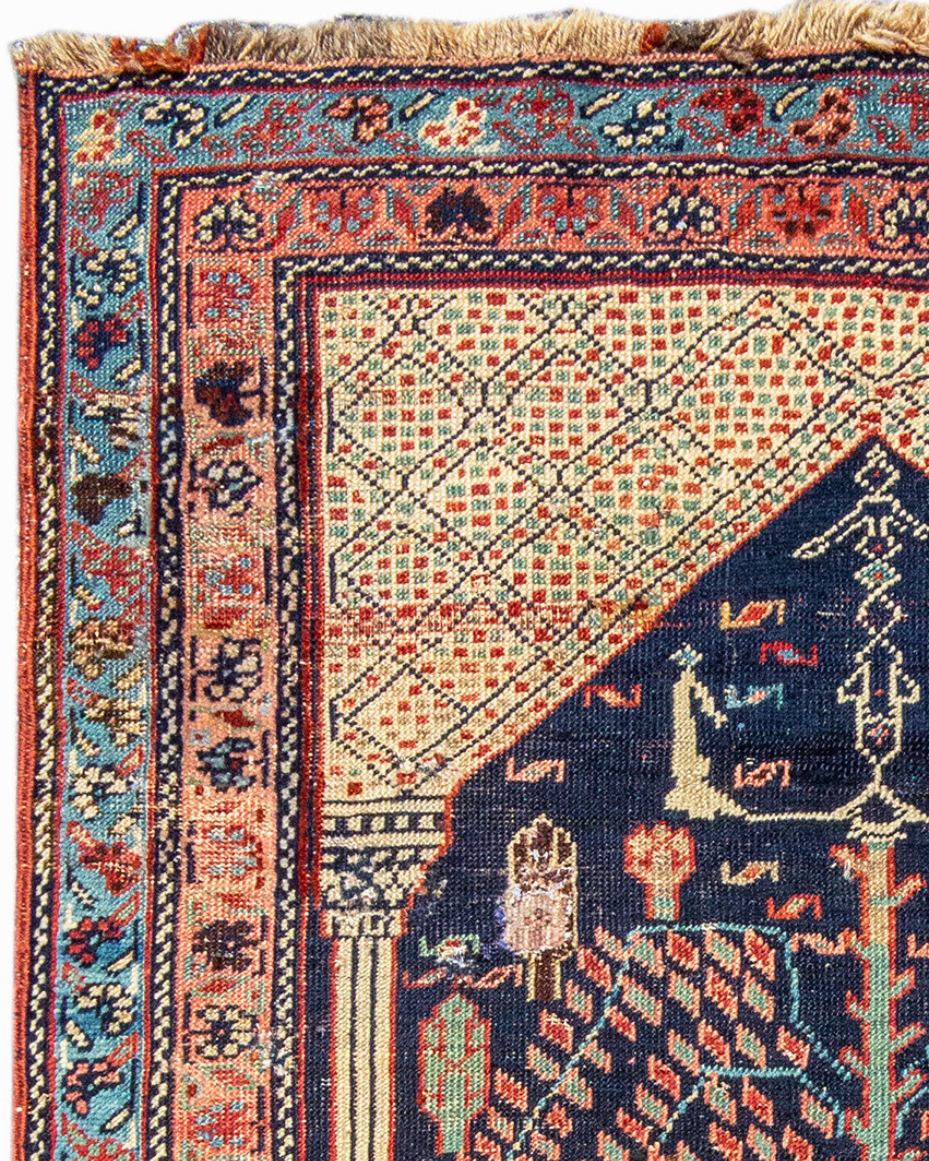 Hand-Woven Antique Persian Bakshaish Prayer Rug, Mid-19th Century For Sale