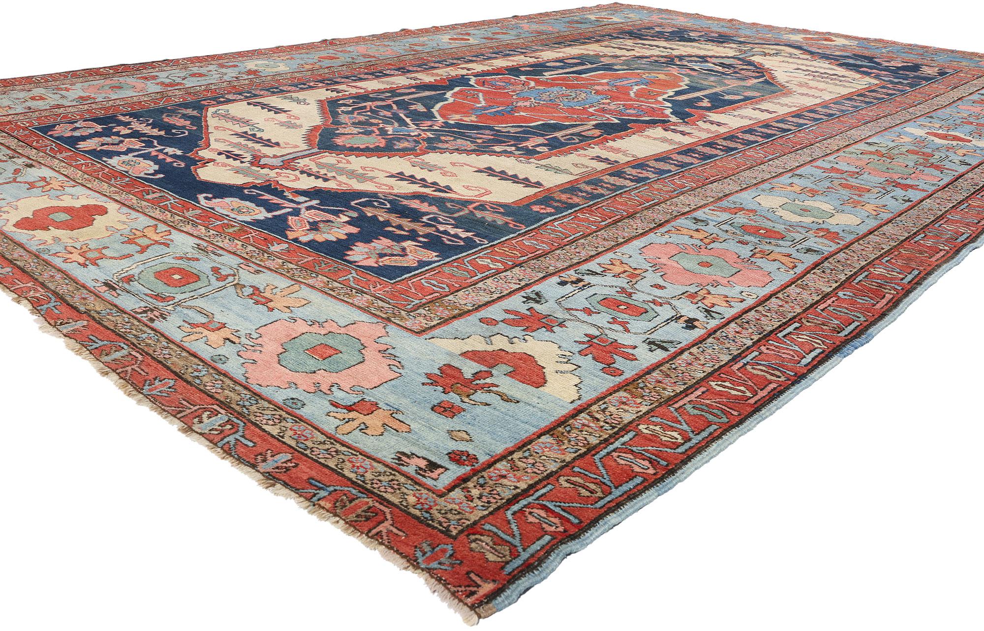 78984 Antiker persischer Bakschaisch-Teppich aus der Mitte des 19. Jahrhunderts, 11'04 x 16'02. Dieser prächtige handgeknüpfte antike persische Bakshaish-Teppich aus Wolle, der in den 1870er Jahren hergestellt wurde, ist ein beeindruckendes Zeugnis