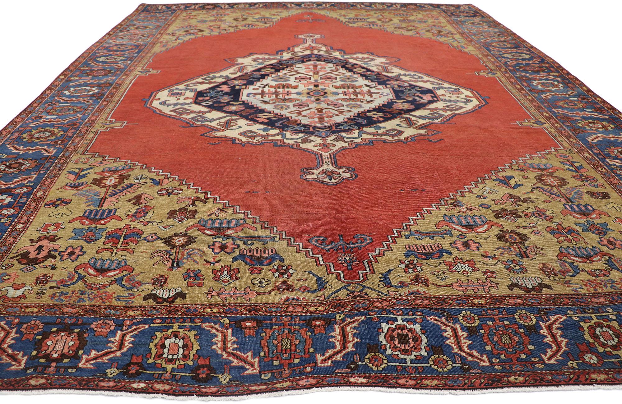 Jacobean Antique Persian Bakshaish Rug For Sale