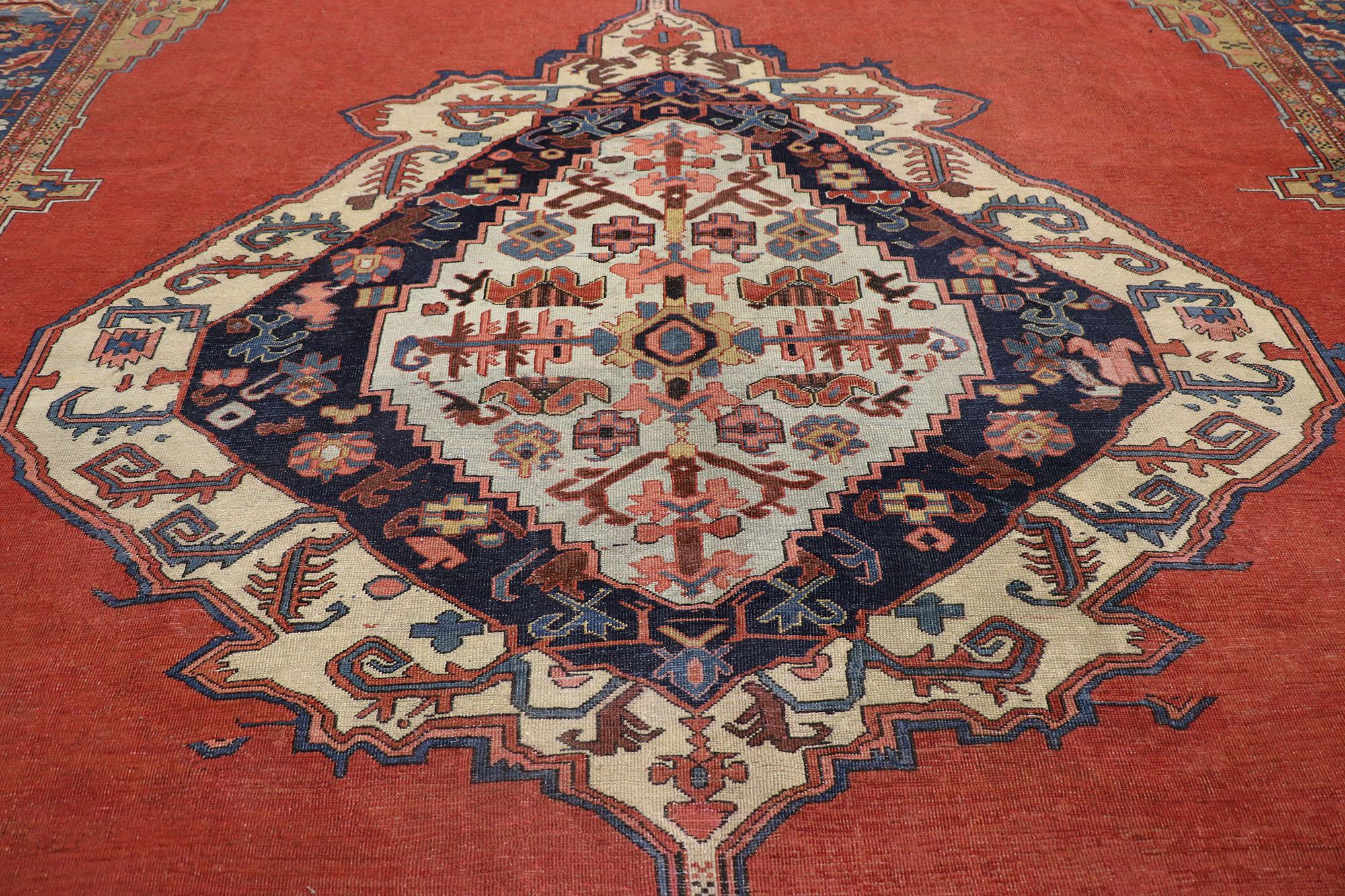 Hand-Knotted Antique Persian Bakshaish Rug For Sale