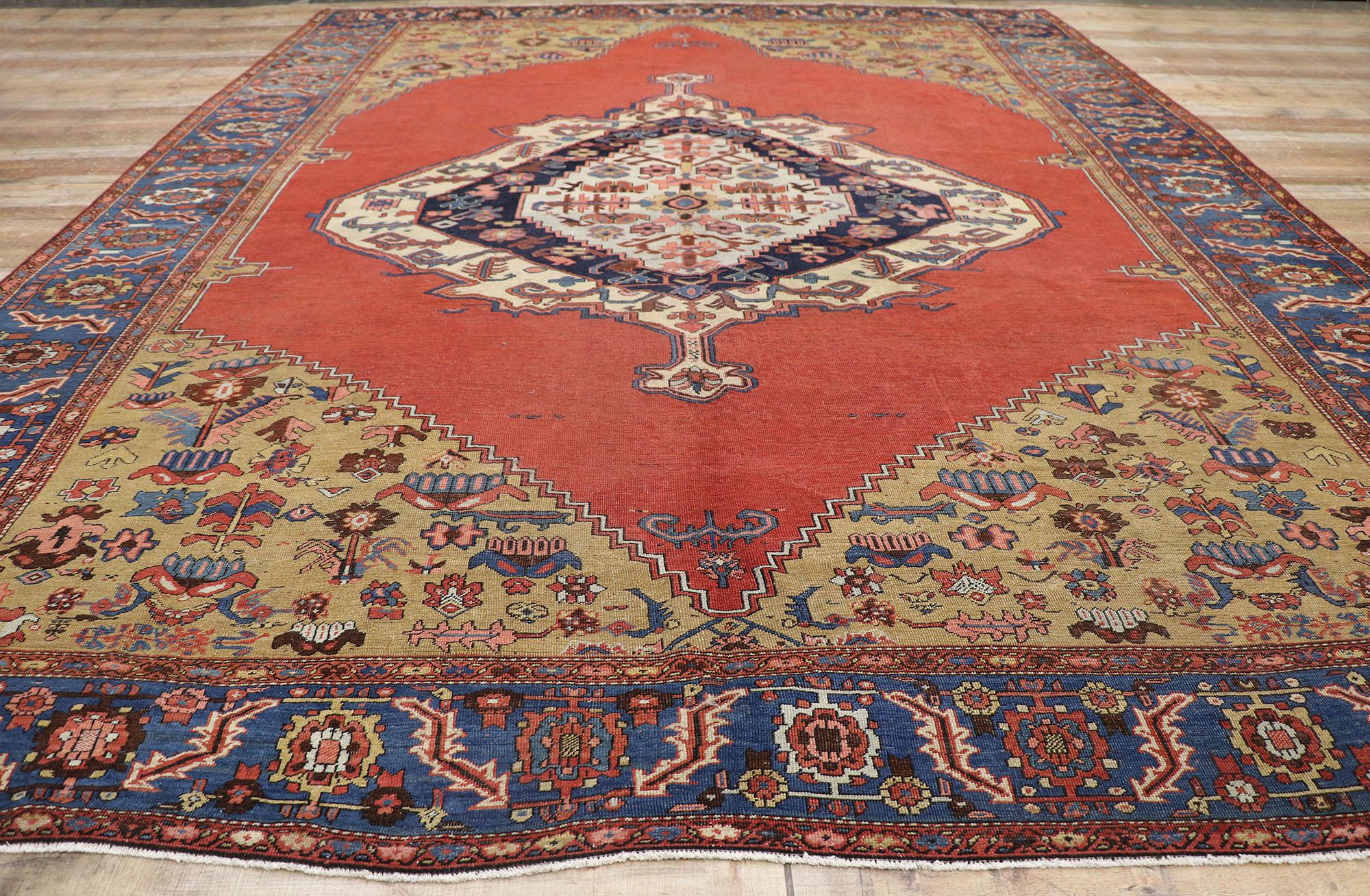 Wool Antique Persian Bakshaish Rug For Sale