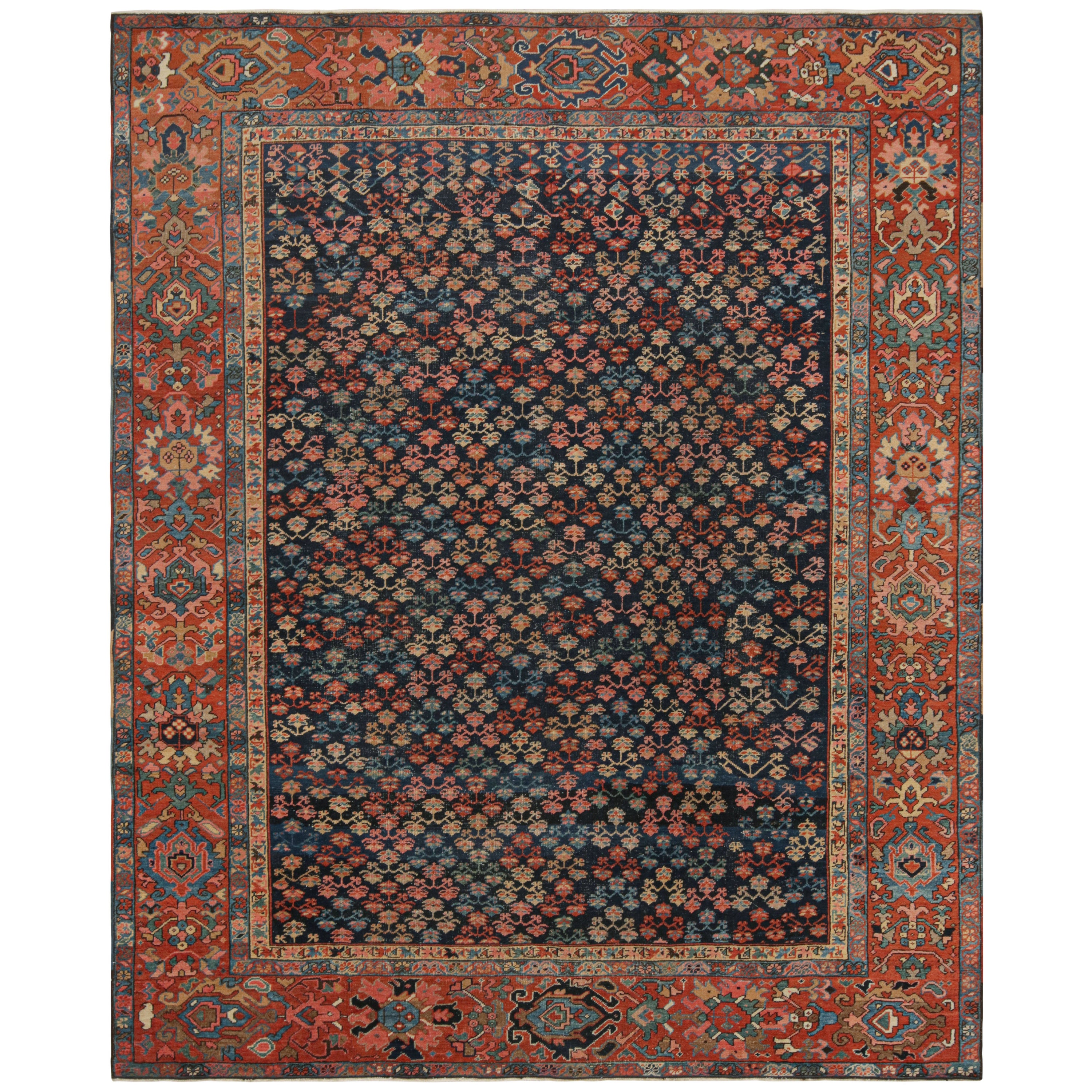Tappeto antico persiano Bakshaish blu navy con motivi floreali da Rug & Kilim