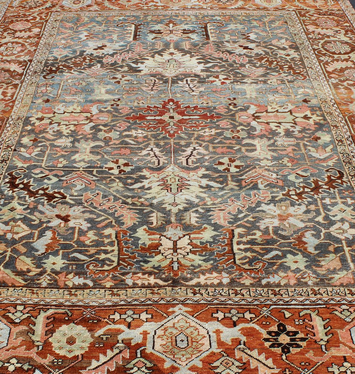 Antique Persian Bakshaish Rug with Medallions and Flower Motifs For Sale 4