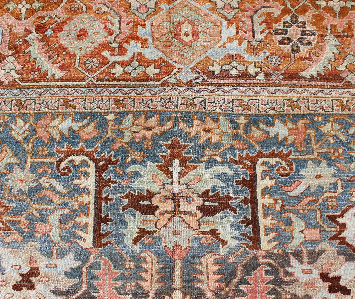 Antique Persian Bakshaish Rug with Medallions and Flower Motifs For Sale 7