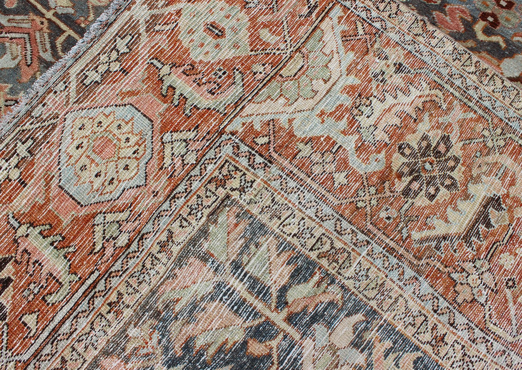 Antique Persian Bakshaish Rug with Medallions and Flower Motifs For Sale 8